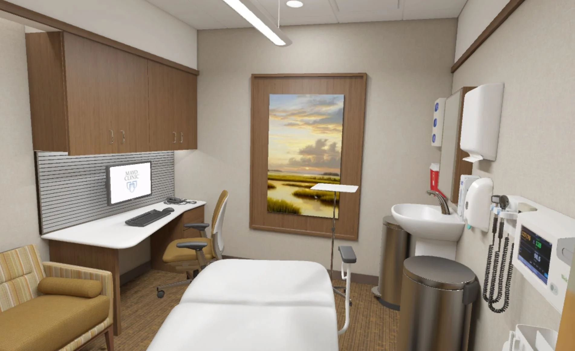 Hospital examination room virtual mockup
