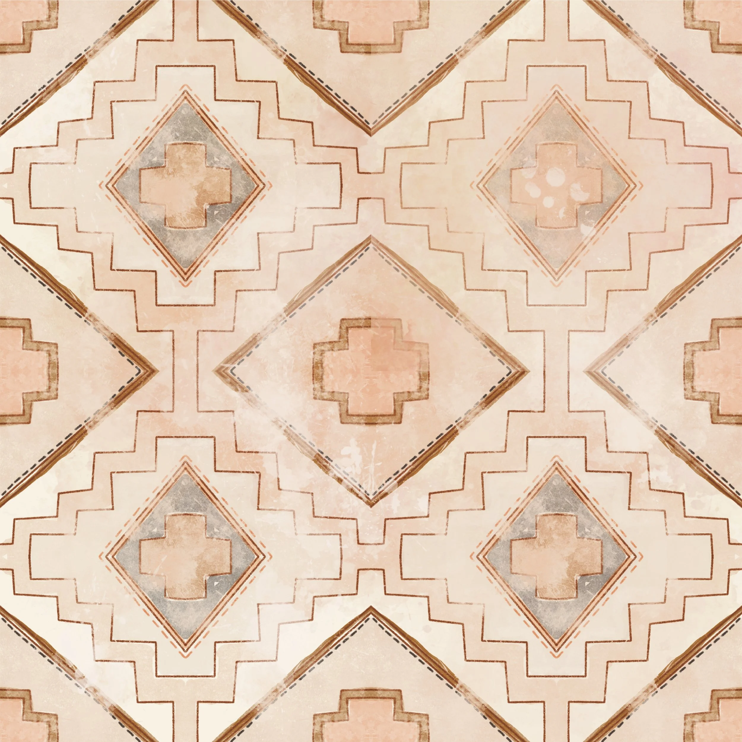 Rustic Geometric in Peach Blush
