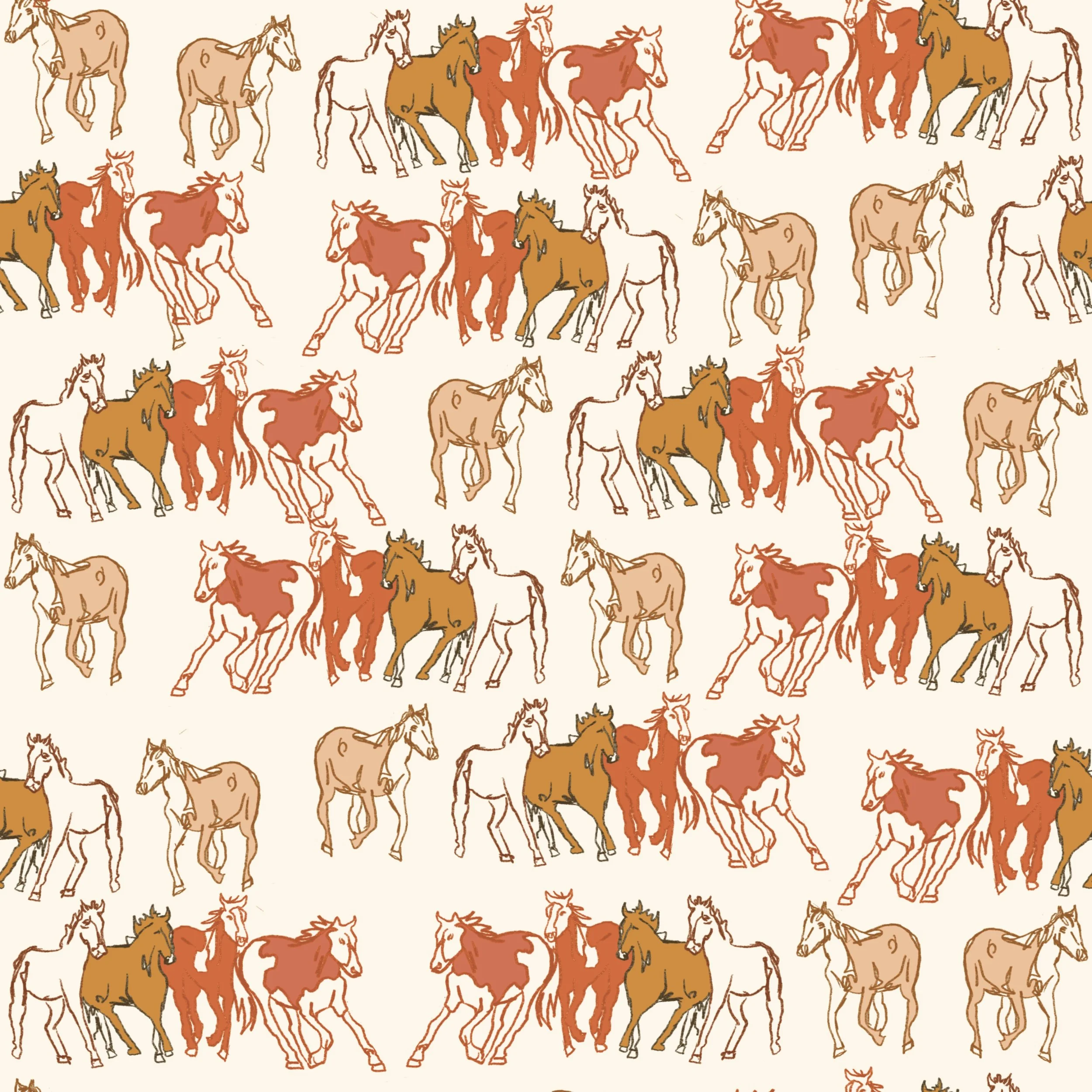 Wandering Wild Stallions in Golden Sunrise