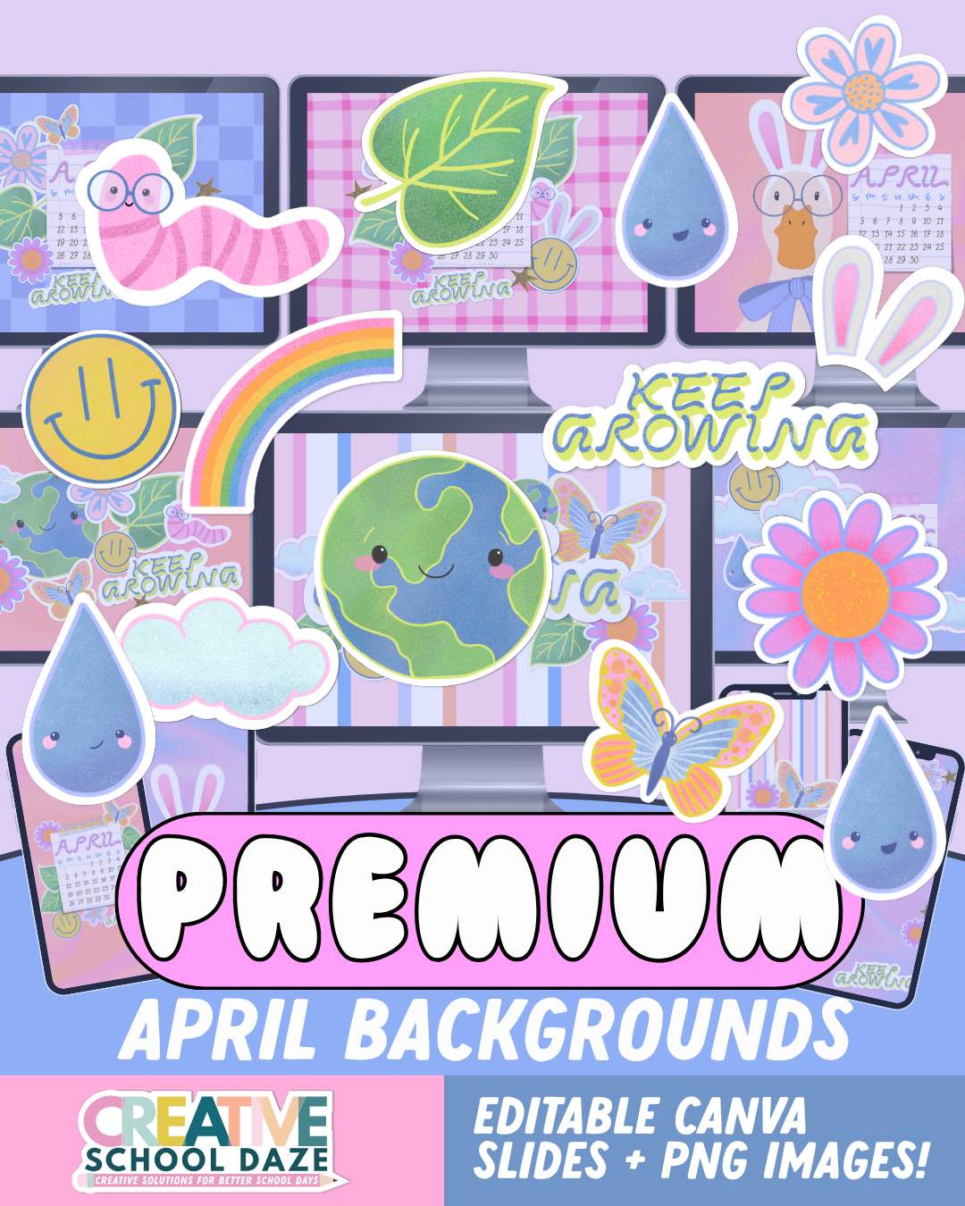 Premium April Backgrounds — Creative School Daze