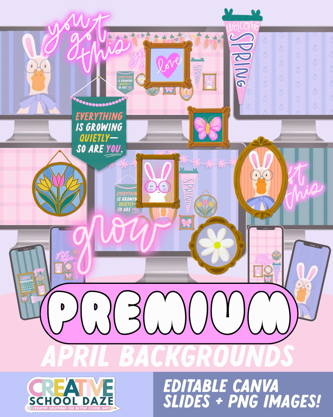 Premium April Backgrounds (revised 2025 design)