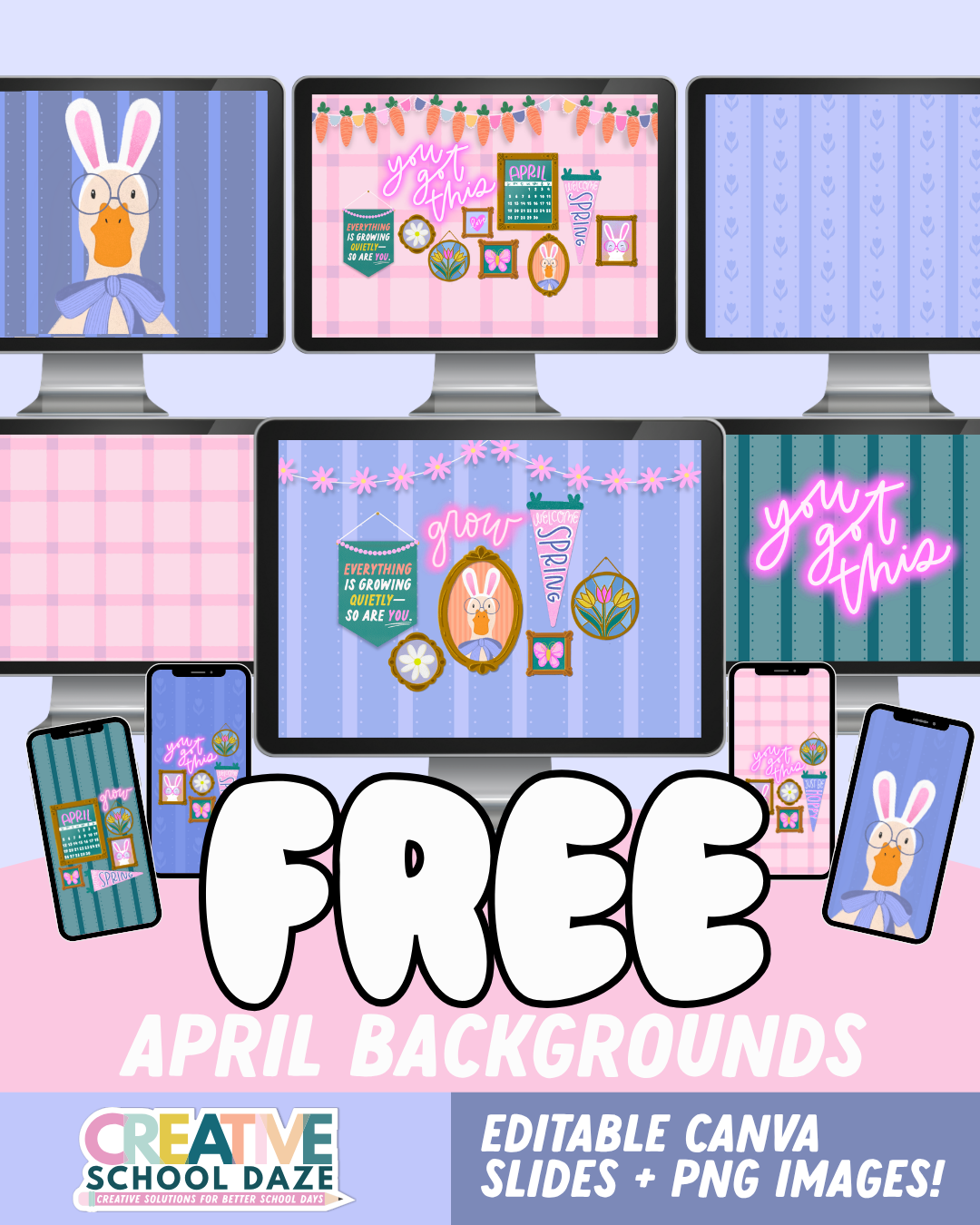 FREE April Backgrounds (revised 2025 design)