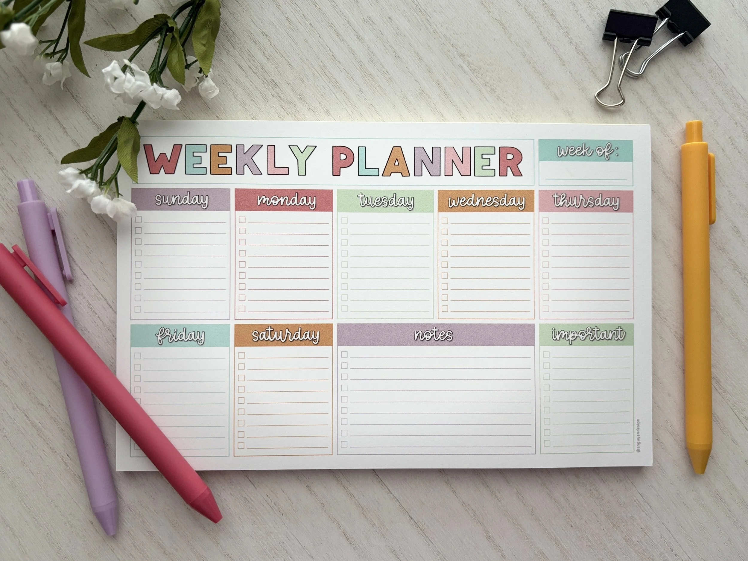 Weekly Planner Notepad