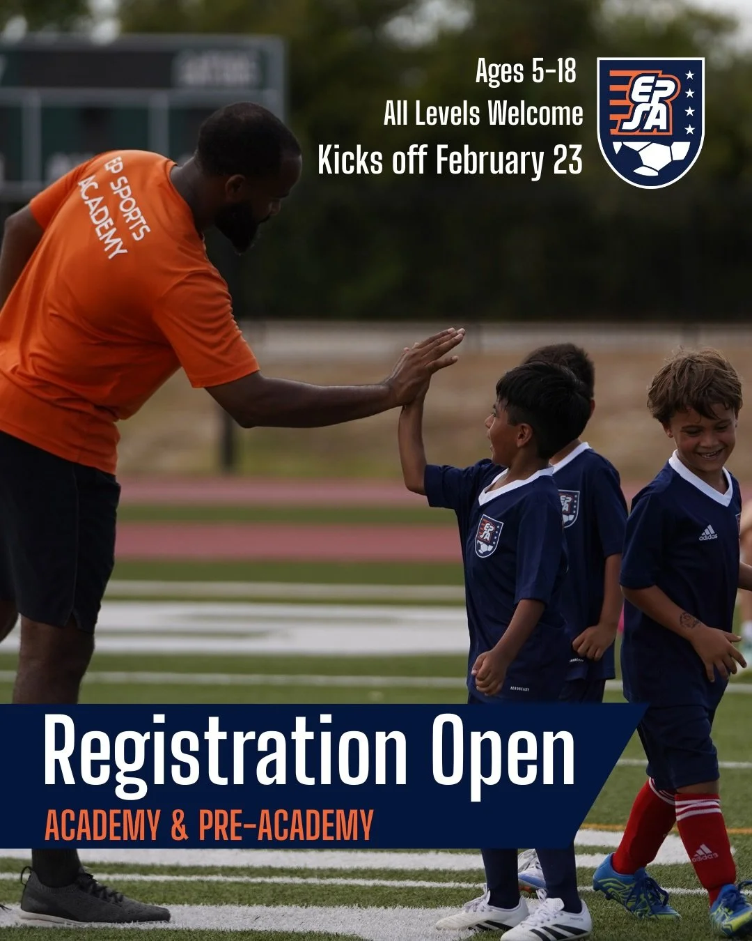 Registration for our Spring soccer season is NOW LIVE! Kickoff is February 23rd. 🎉

ACADEMY: For the players who want it all. Serious development, 2x weekly training, Saturday games, and includes Friday Footy

PRE-ACADEMY: The perfect place to fall 