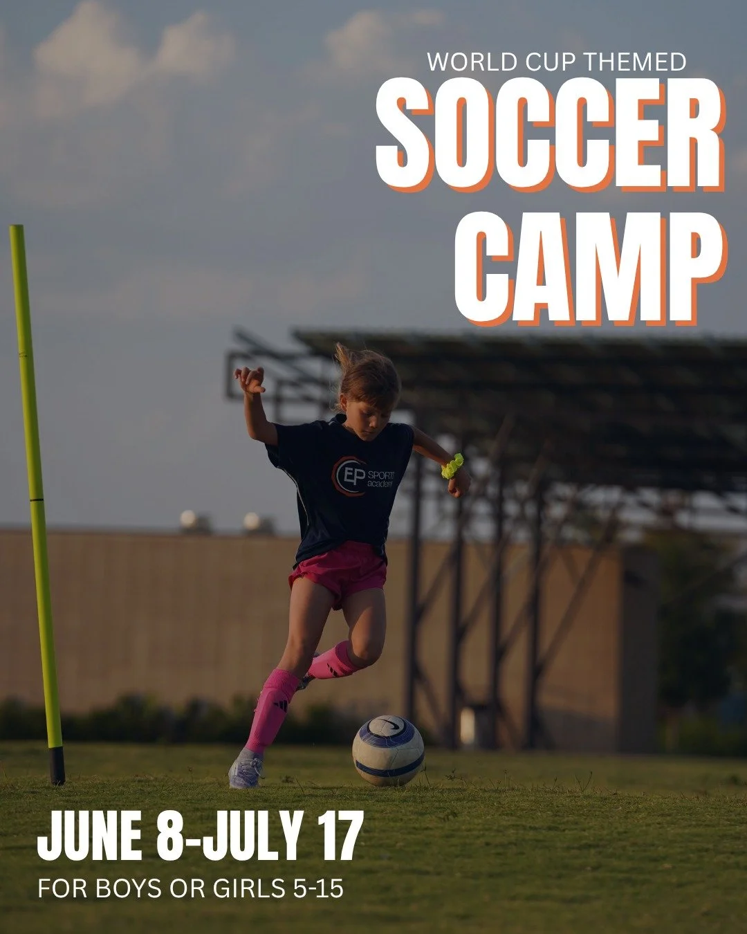 The World Cup just got closer! 🏆 Elite technical training, tactical development, and high-level coaching inspired by the world&rsquo;s favorited nations. 

Day Camp Details: 
half day: 8:30am-12:30pm or full day 8:30am-4:30pm 
indoor/outdoor 
stream