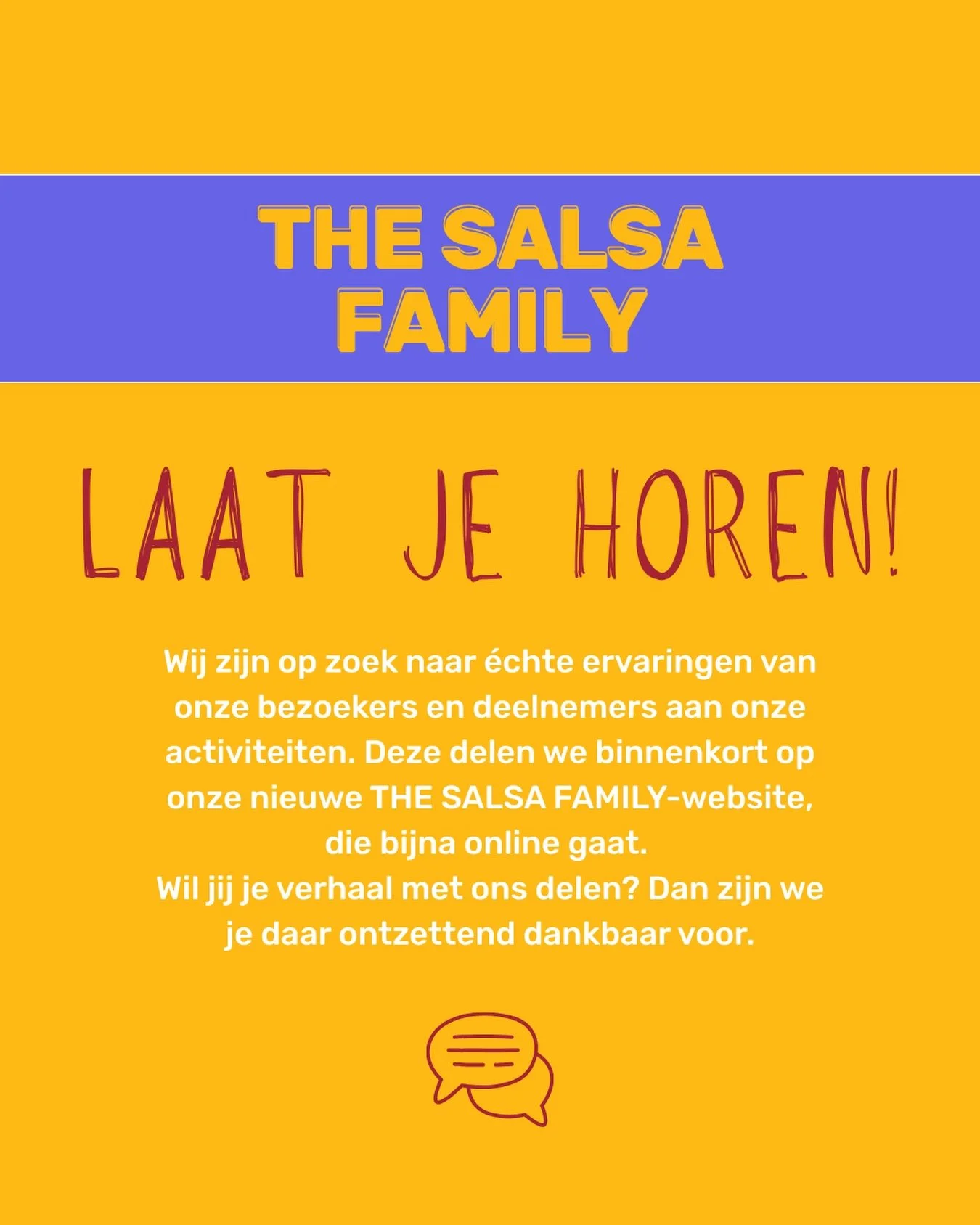 ✨ Jouw ervaring is enorm waardevol! ✨

Bij THE SALSA FAMILY zijn we op zoek naar &eacute;chte ervaringen van onze community 💃🕺

Heb jij meegedaan aan onze lessen, events of activiteiten?
👉 Deel je review in de comments onder deze post
📧 Of mail j