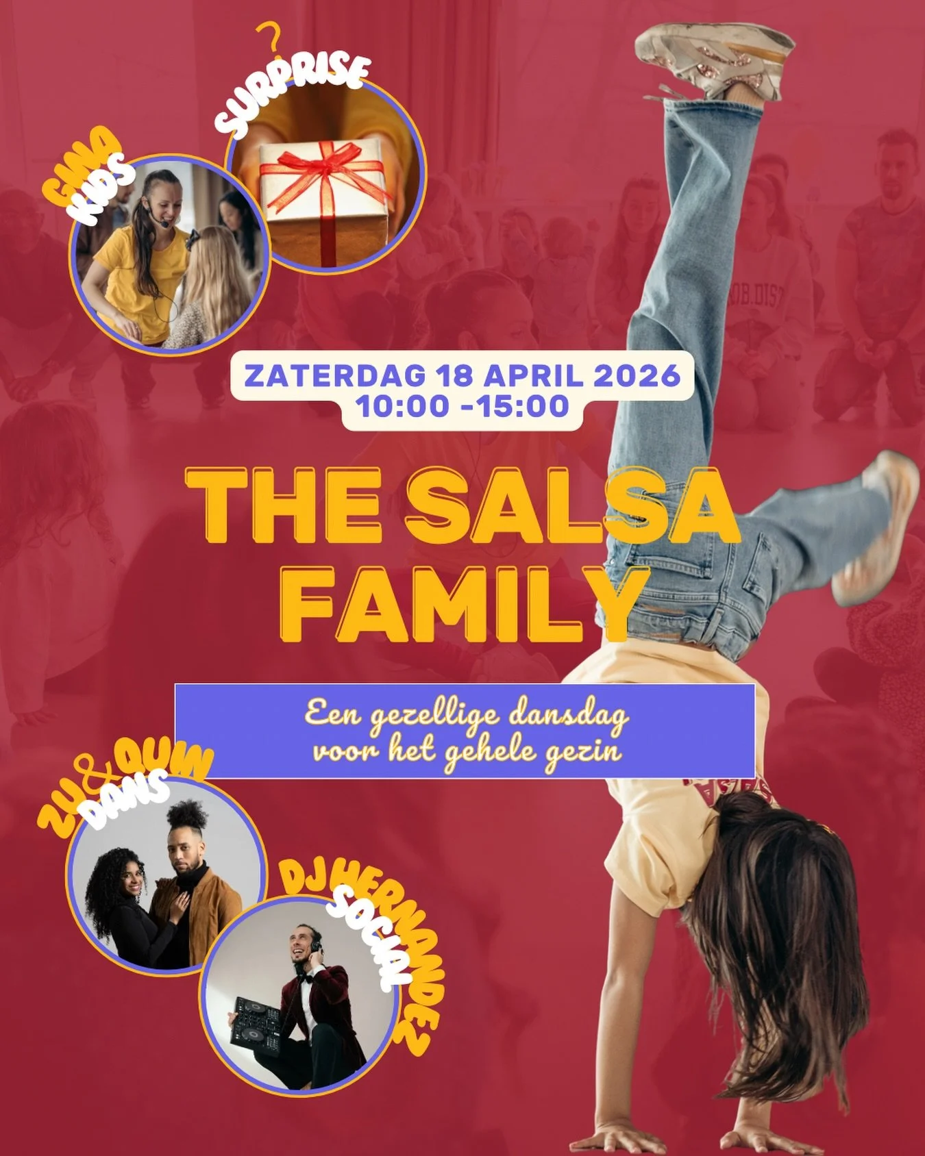 The Salsa Family | Een swingende middag voor iedereen! 🎉

Bij Poetic Motion organiseren we het concept: The Salsa Family ❤️ 
Een gezellige en verbindende middag vol dans en plezier voor jong en oud. Kom alleen of samen met je gezin genieten van een 