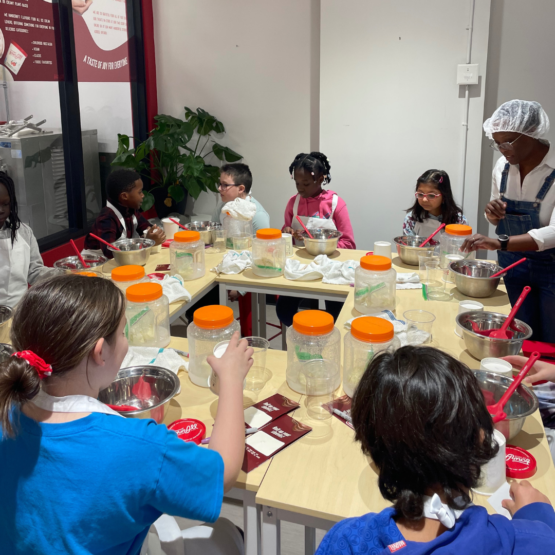 A picture of a group of kids at the Ice Cream Workshop hosted by Sweet Pouches, KidsAbility and Four All Ice Cream