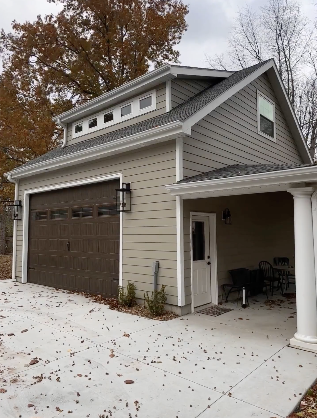 1989 Garage Addition, Lincoln Nebraska, professional contractors, craftsmanship, matte black sconces, garage apartment