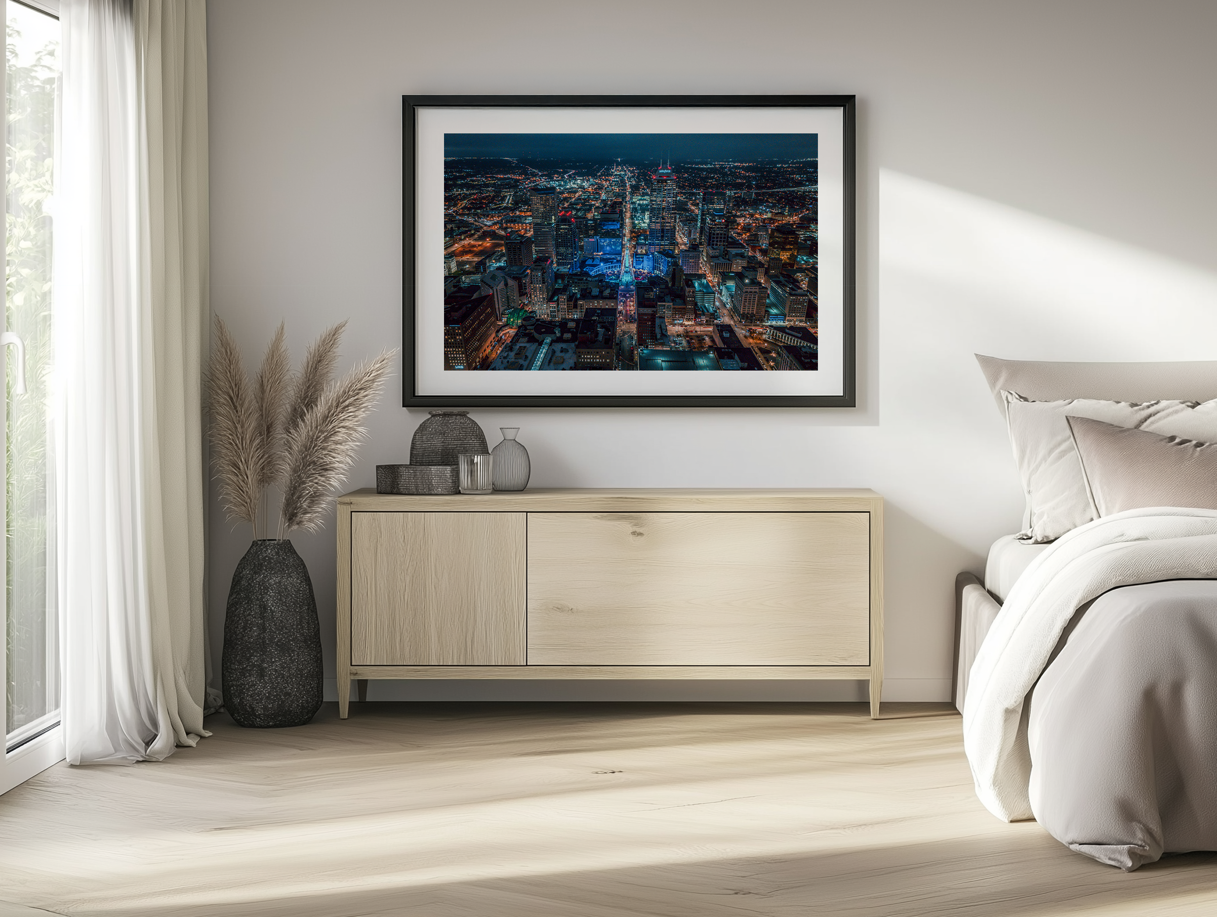 Indianapolis Winter Skyline Aerial ft. Circle of Lights