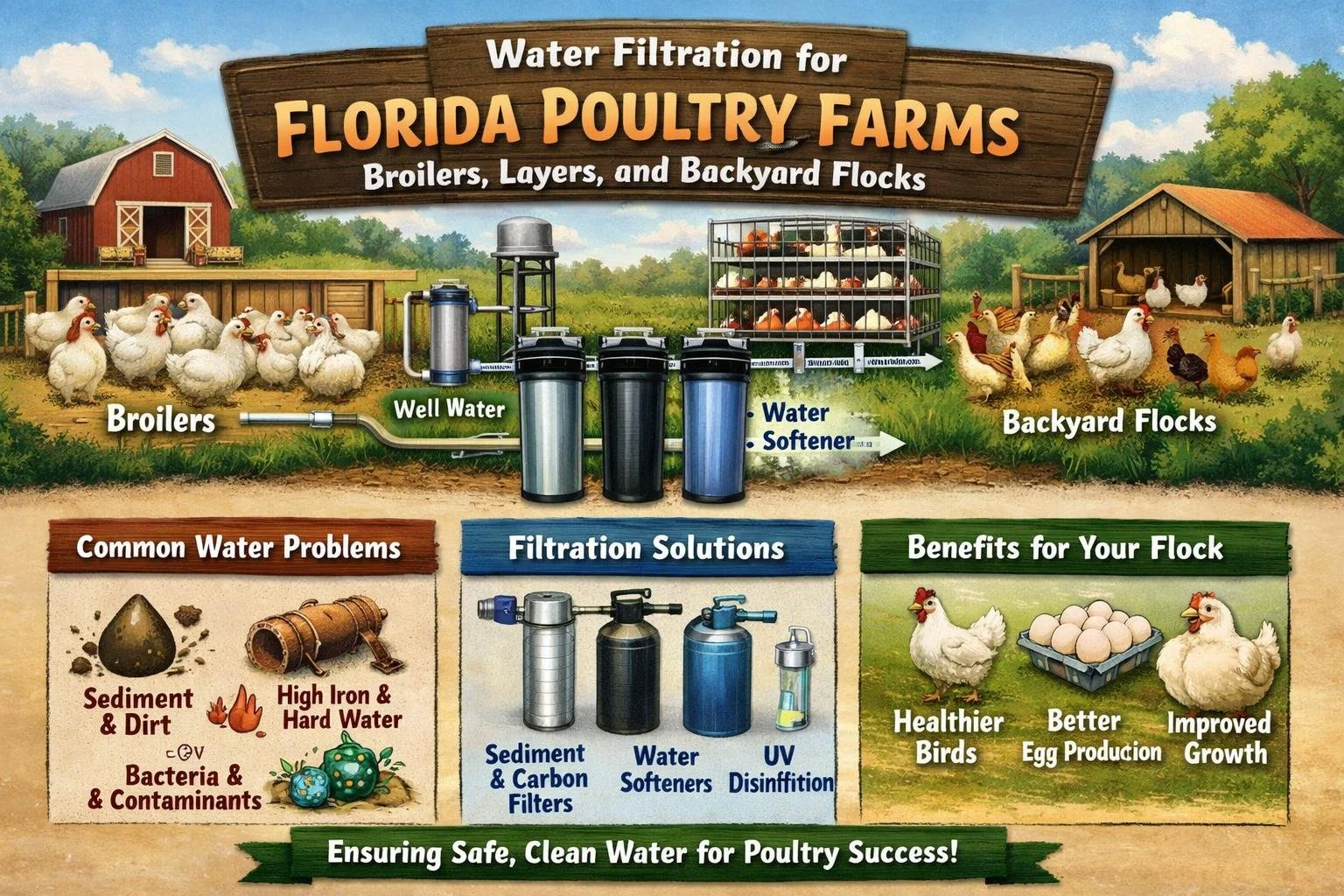 Water Filtration for Florida Poultry Farms: Broilers, Layers, and Backyard Flocks
