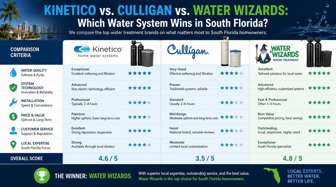 Kinetico vs. Culligan vs. Water Wizards: Which Water System Wins in South Florida?