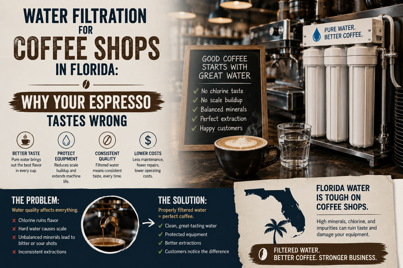Water Filtration for Coffee Shops in Florida: Why Your Espresso Tastes Wrong
