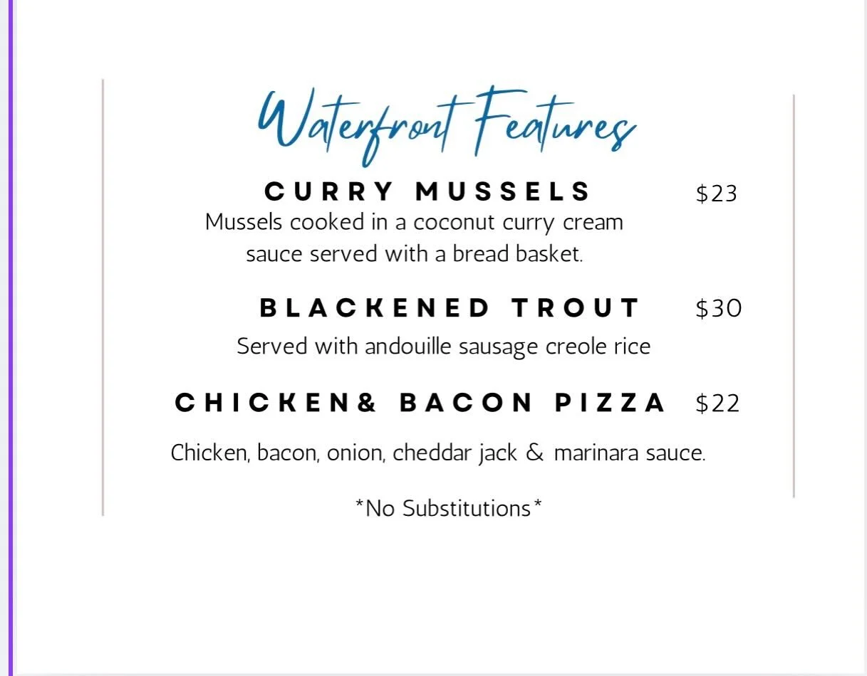 Come to The Pub on Madeline Island for some delicious waterfront features. Available Friday and Saturday (May 8&amp;9). Dinner will be served starting at 5pm. Come enjoy some food &amp; drinks &amp; watch the sunset with us!