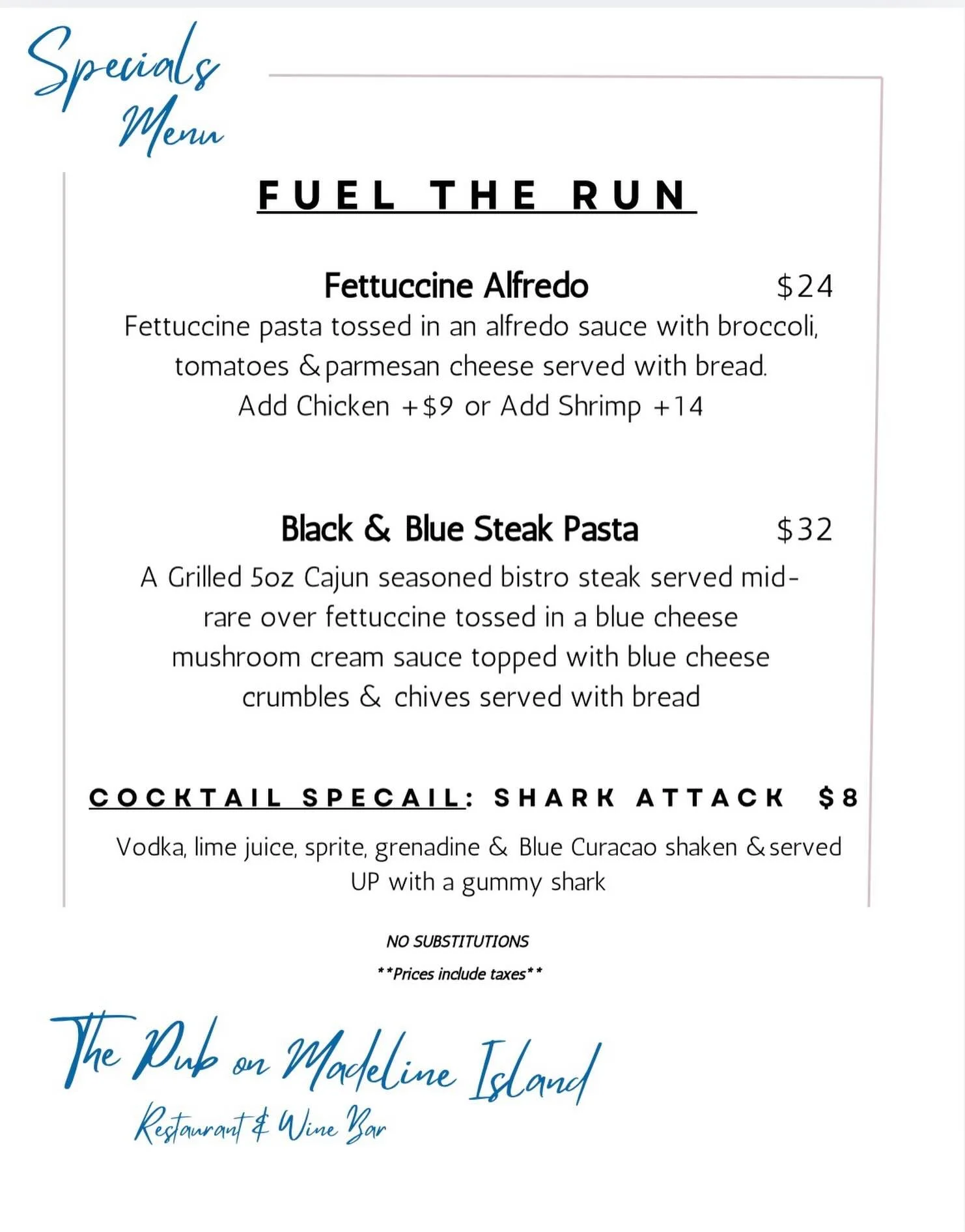 Some great specials this weekend at the Pub. Open at 5pm for dinner.

#marathonon #islandvibes #thepubonmadelineisland