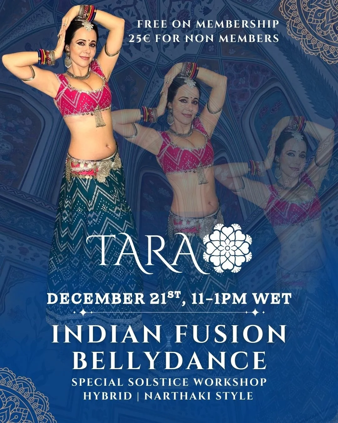 Tara Chantelle Gomez Indian Fusion Bellydance Hybrid workshop , December 21st at 11am WET 2025