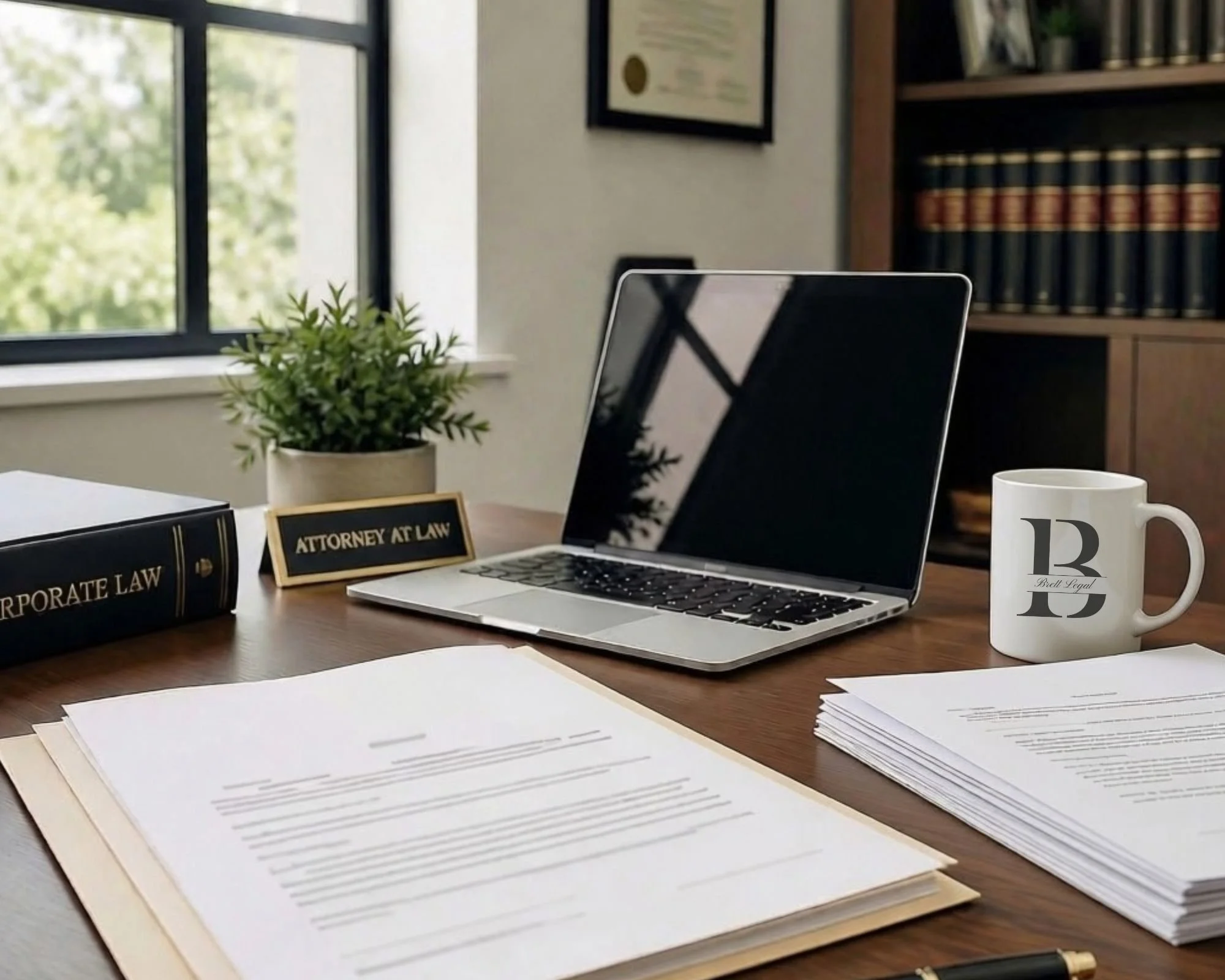 Legal documents on an office desk representing Guardian ad Litem service and minor settlements in Florida