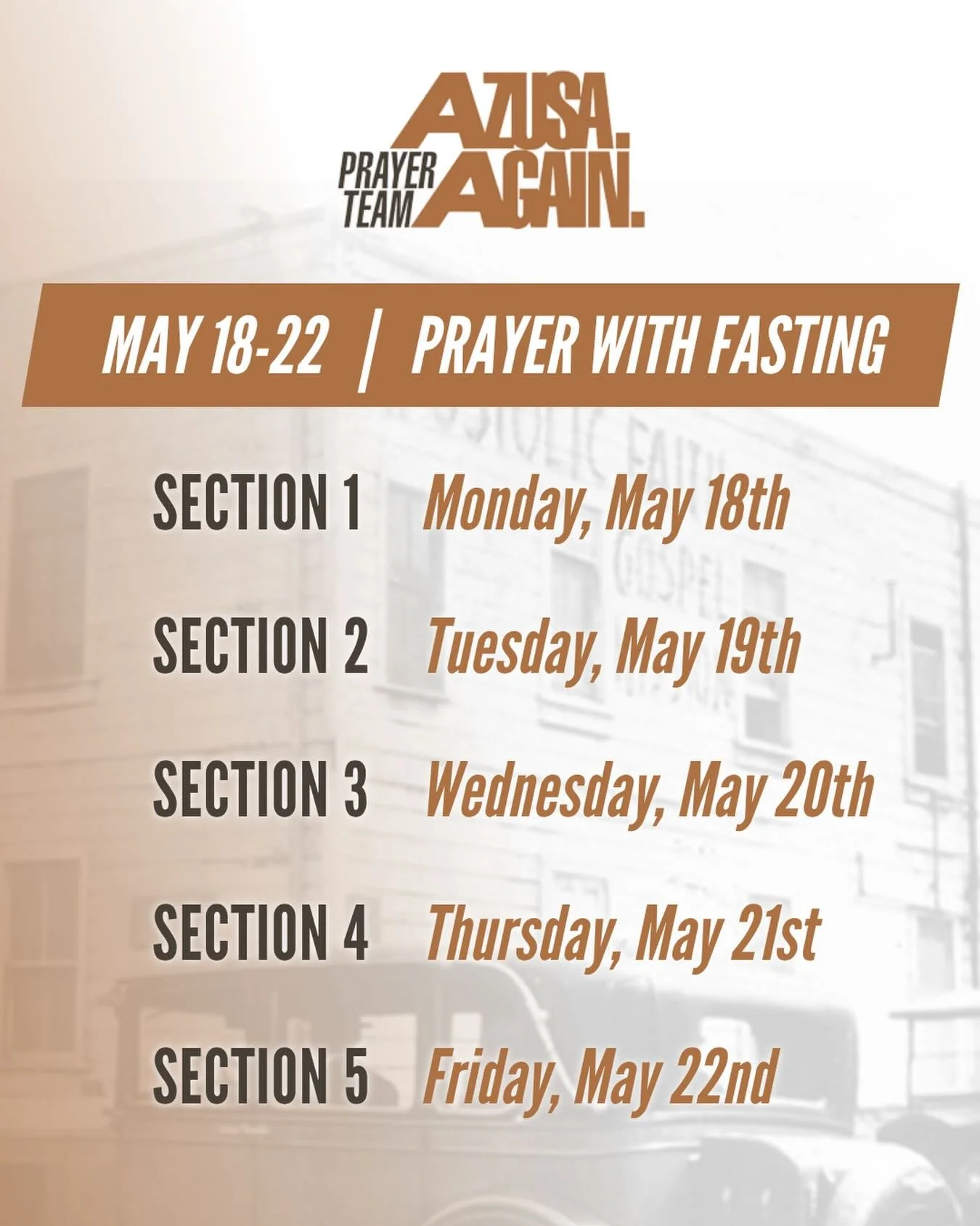 We are believing God for a mighty outpouring! Please join with us in prayer and fasting.