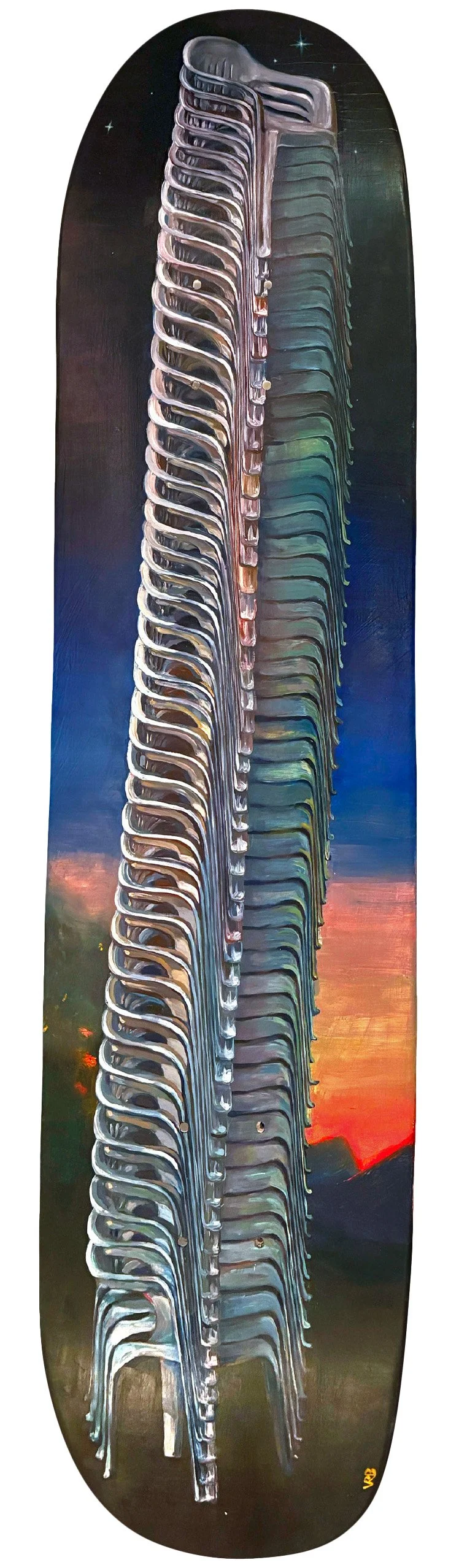 Icarus Board. 8 x 33 inches. Oil.