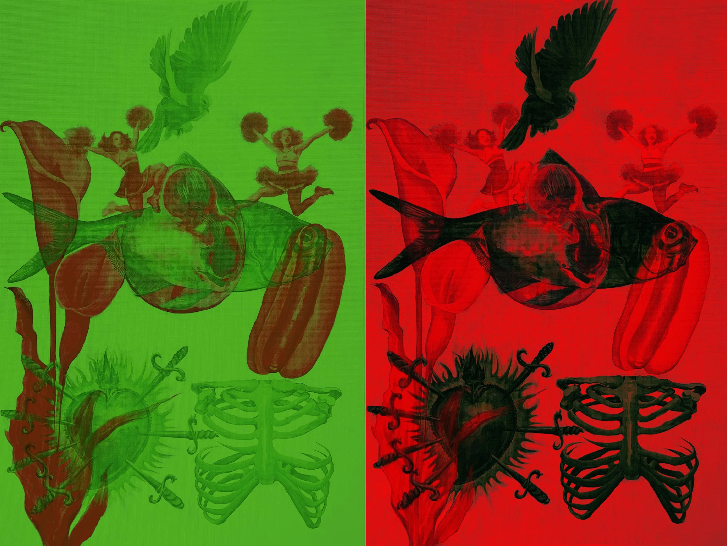 Divine Symbols in Red and Green (2024)