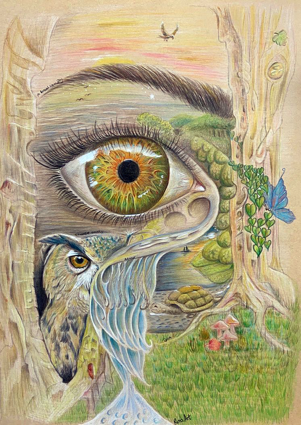 Mystical Gaia
Oil pencils on 170gsm Craft Paper
297x420mm Unframed $280