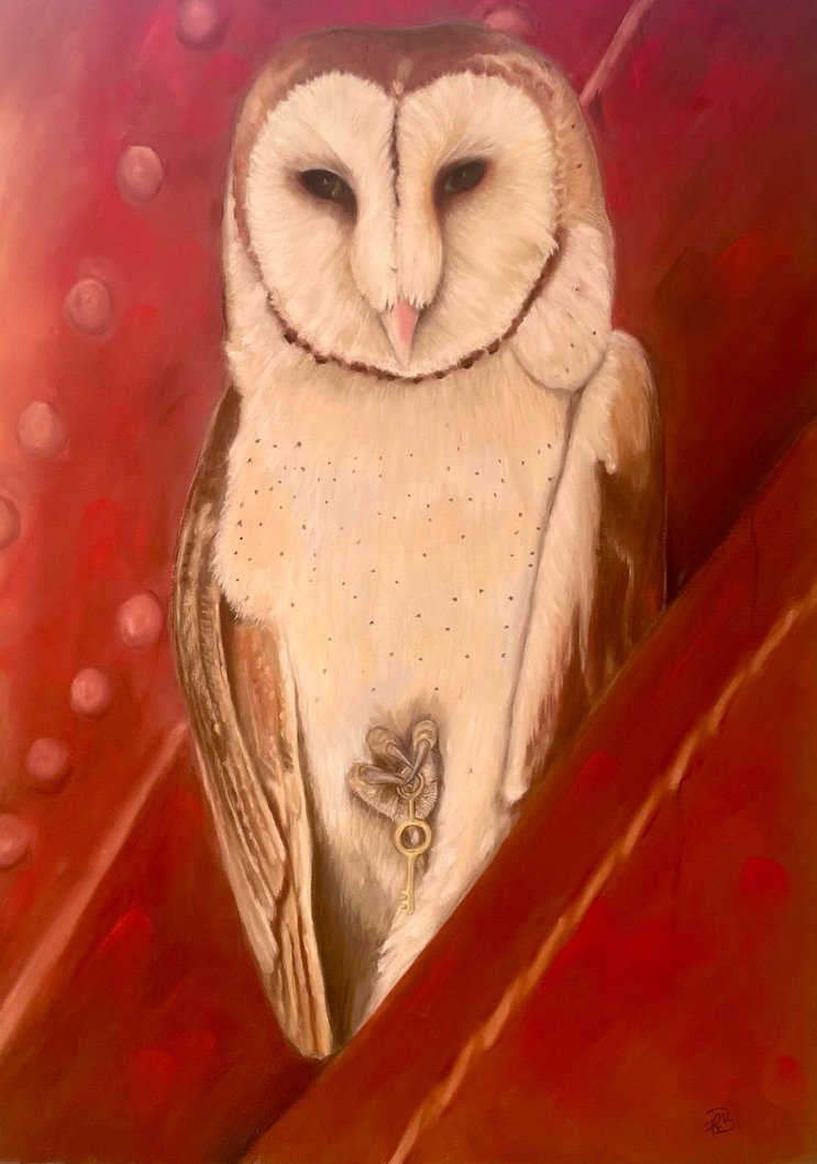 Owl Under Bridge: Pan and Pencil Pastels on 340gsm CF Pastel Mat, Framed 560x800mm