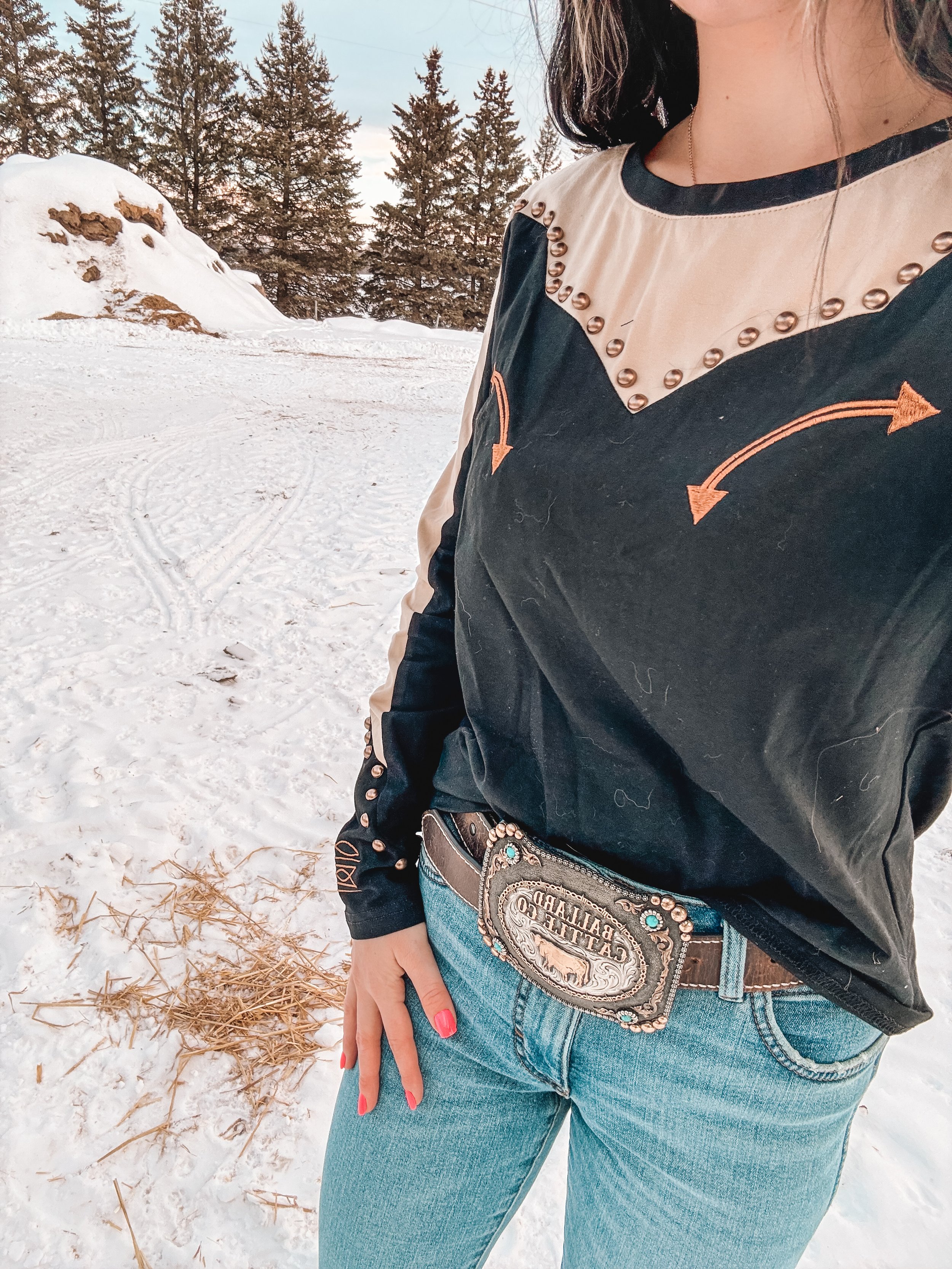 Bootstitch Studded Long SLeeve Top