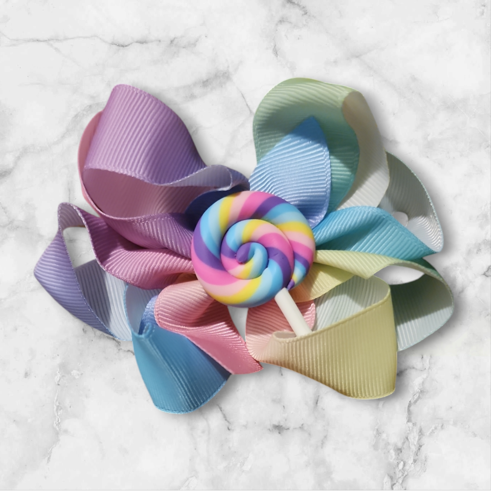Rainbow Lollipop Hair Bow