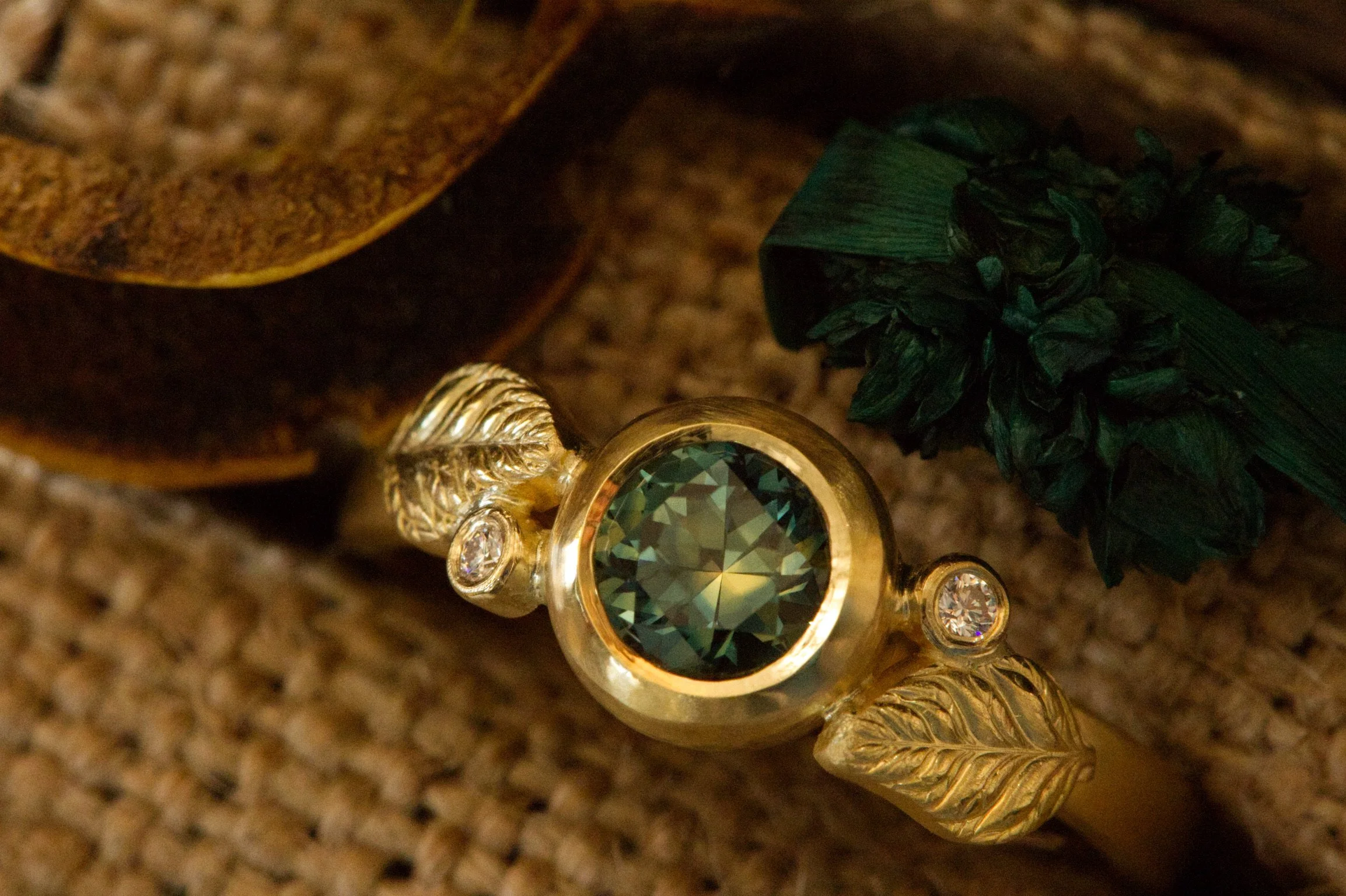 Nature's Elegance Parti Sapphire & Diamond Gold Ring