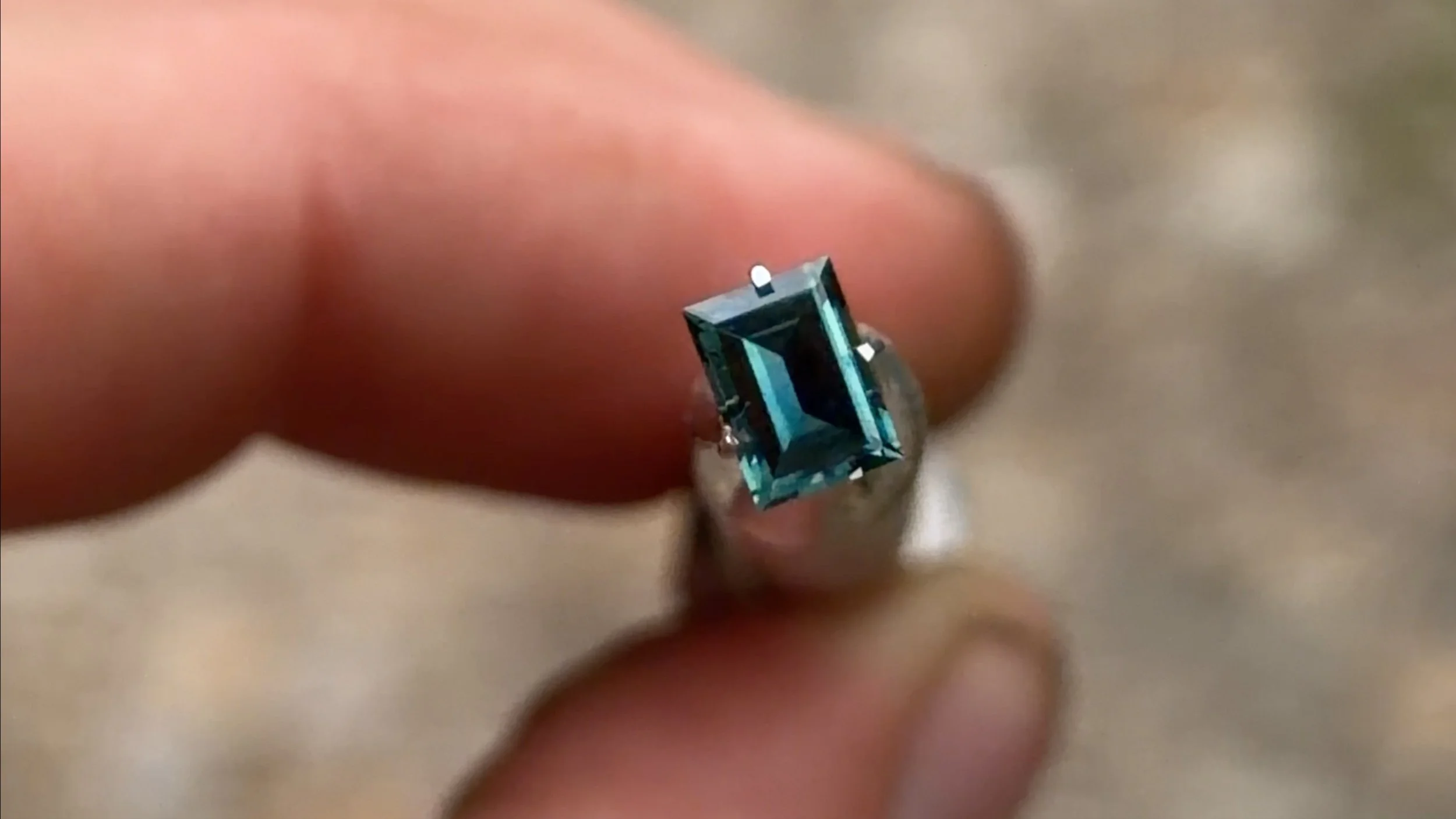 0.70 ct blue baguette cut sapphire