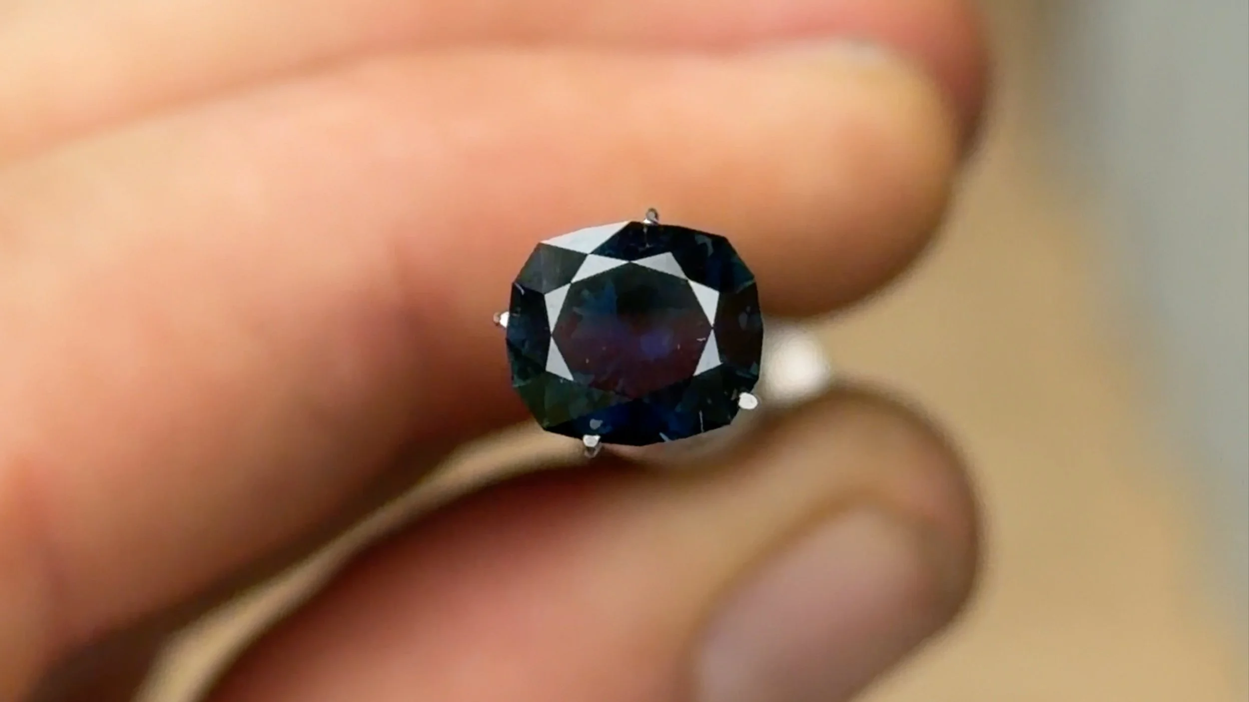 1.98 ct dark blue cushion cut sapphire