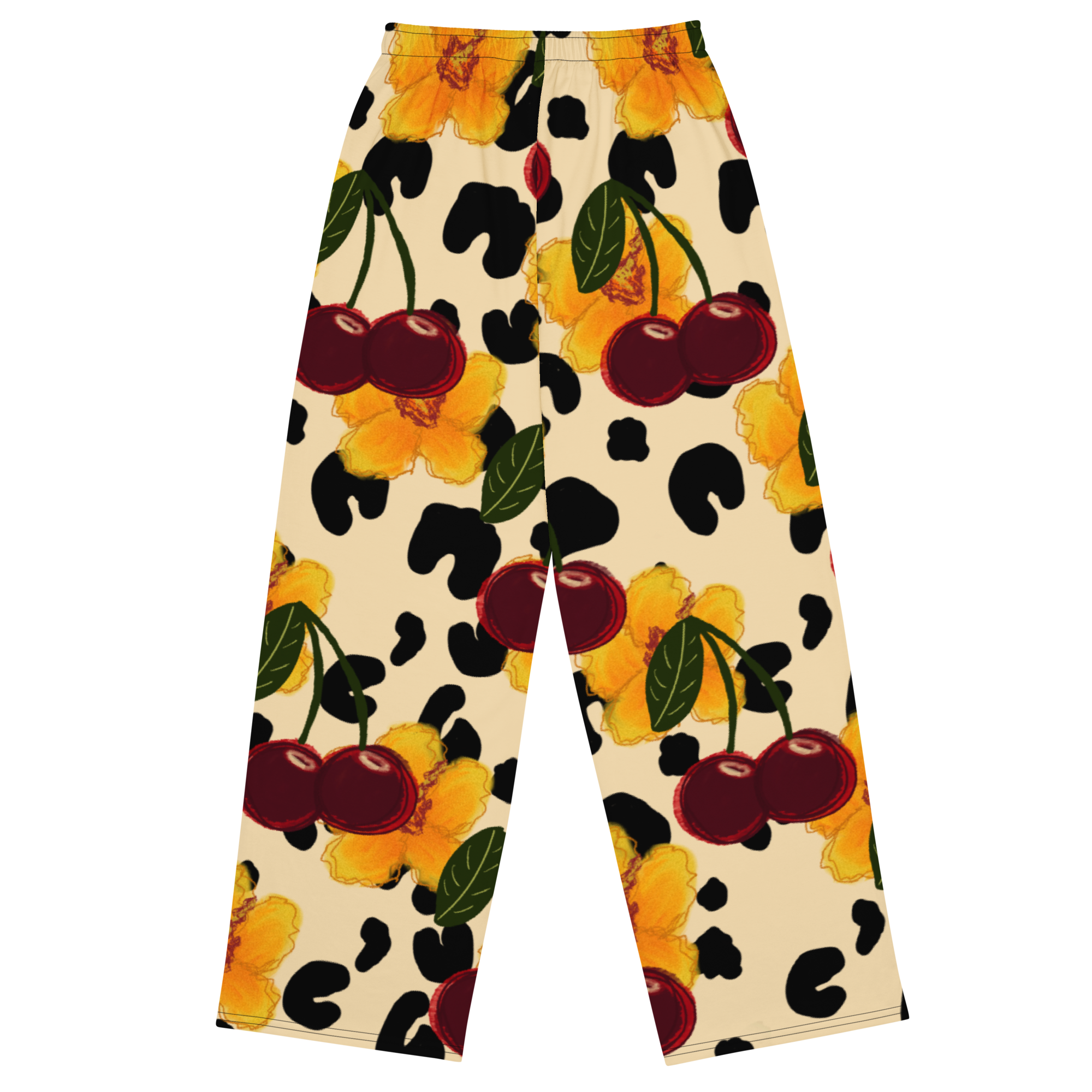 “CLEO CHERRY” All-over print unisex wide-leg pants