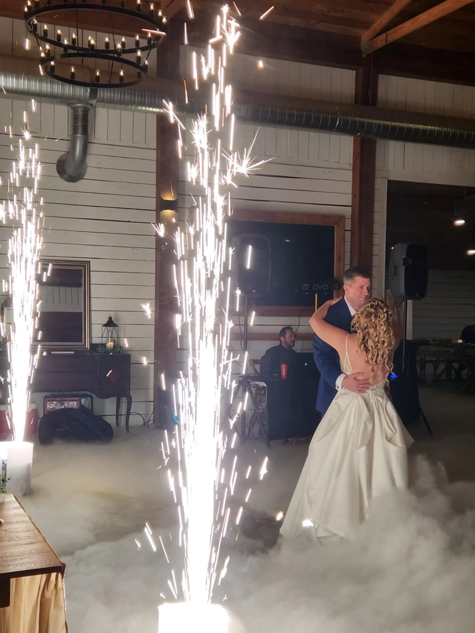 st louis wedding venue couple with indoor fireworks.JPG
