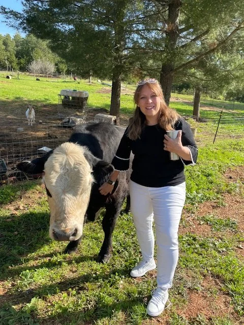 Kim with Gus the bull (cow)