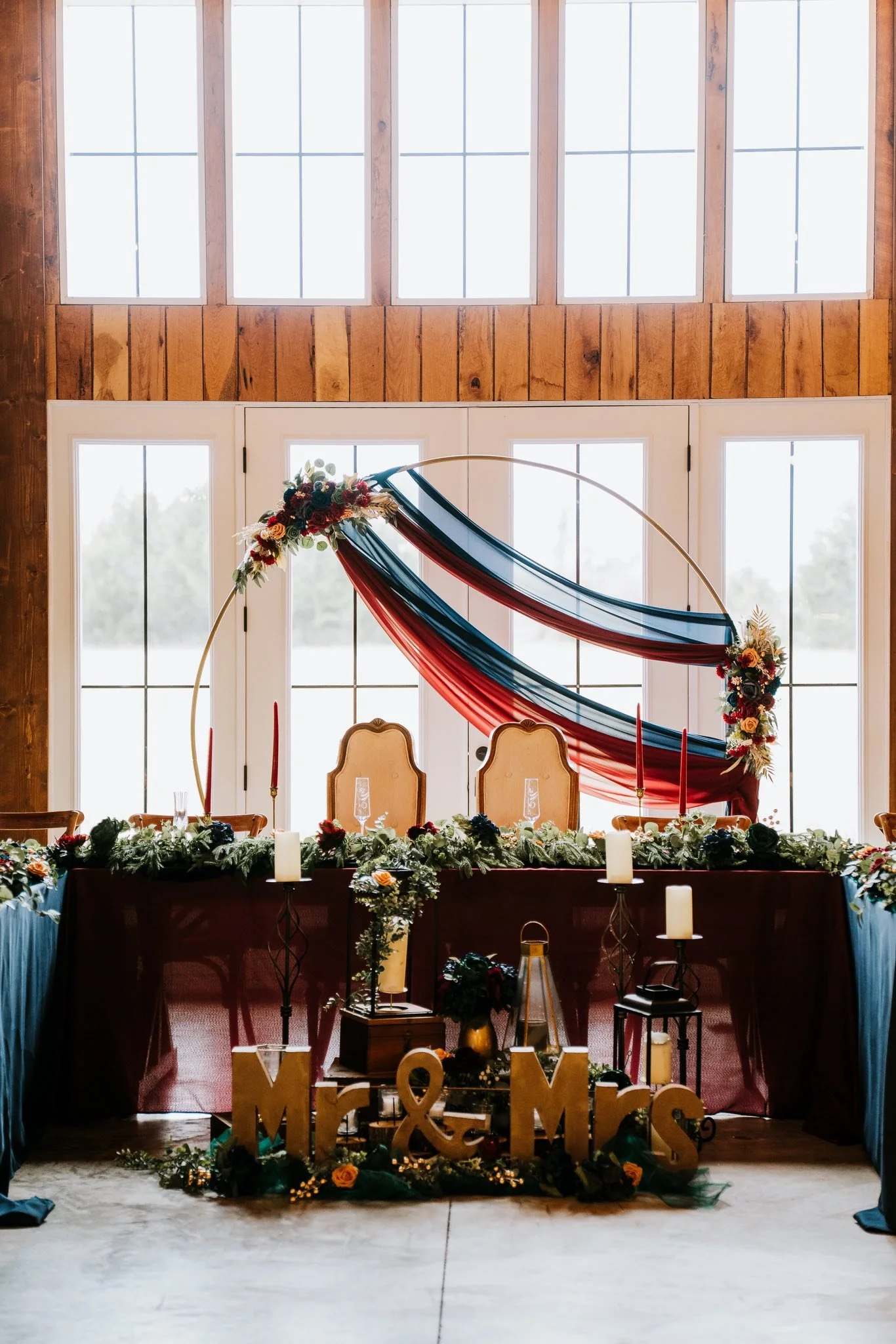 couple table at wedding reception at Berkshire Ridge Fall wedding Kaleigh and Cole JCN Photography.jpg