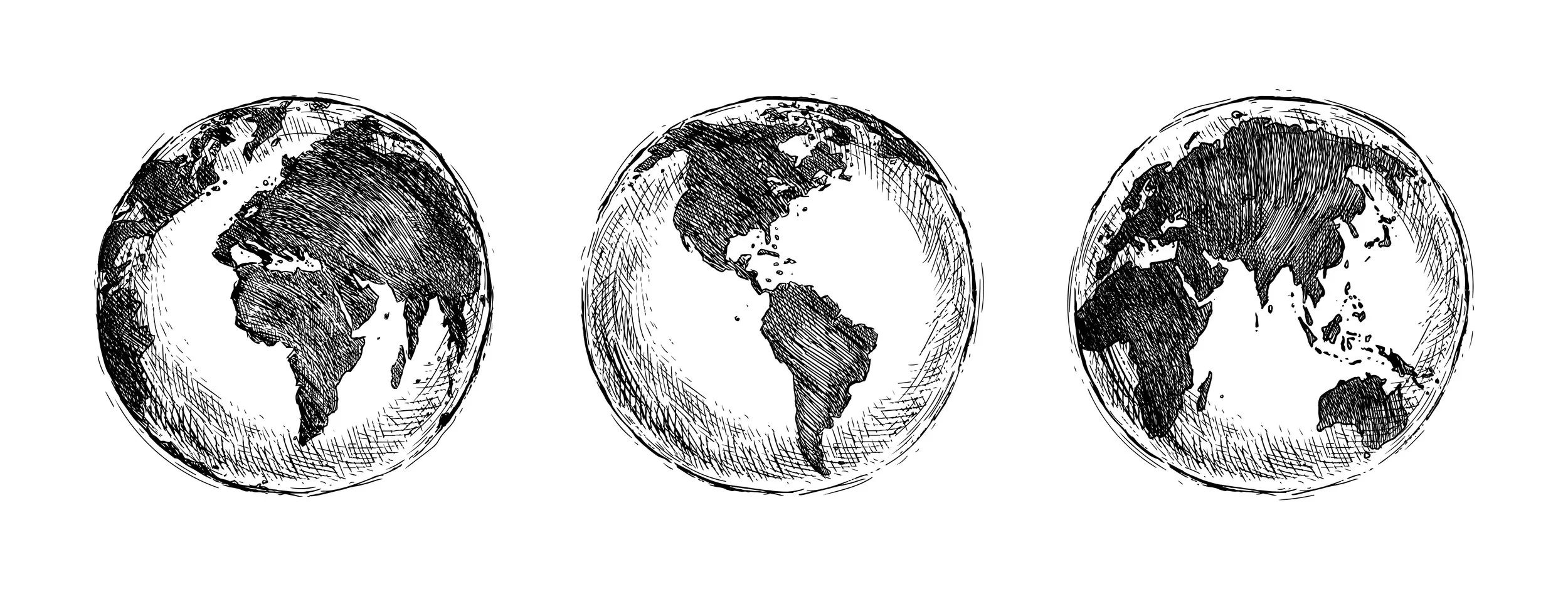 sketch of the differen't sides of earth from space
