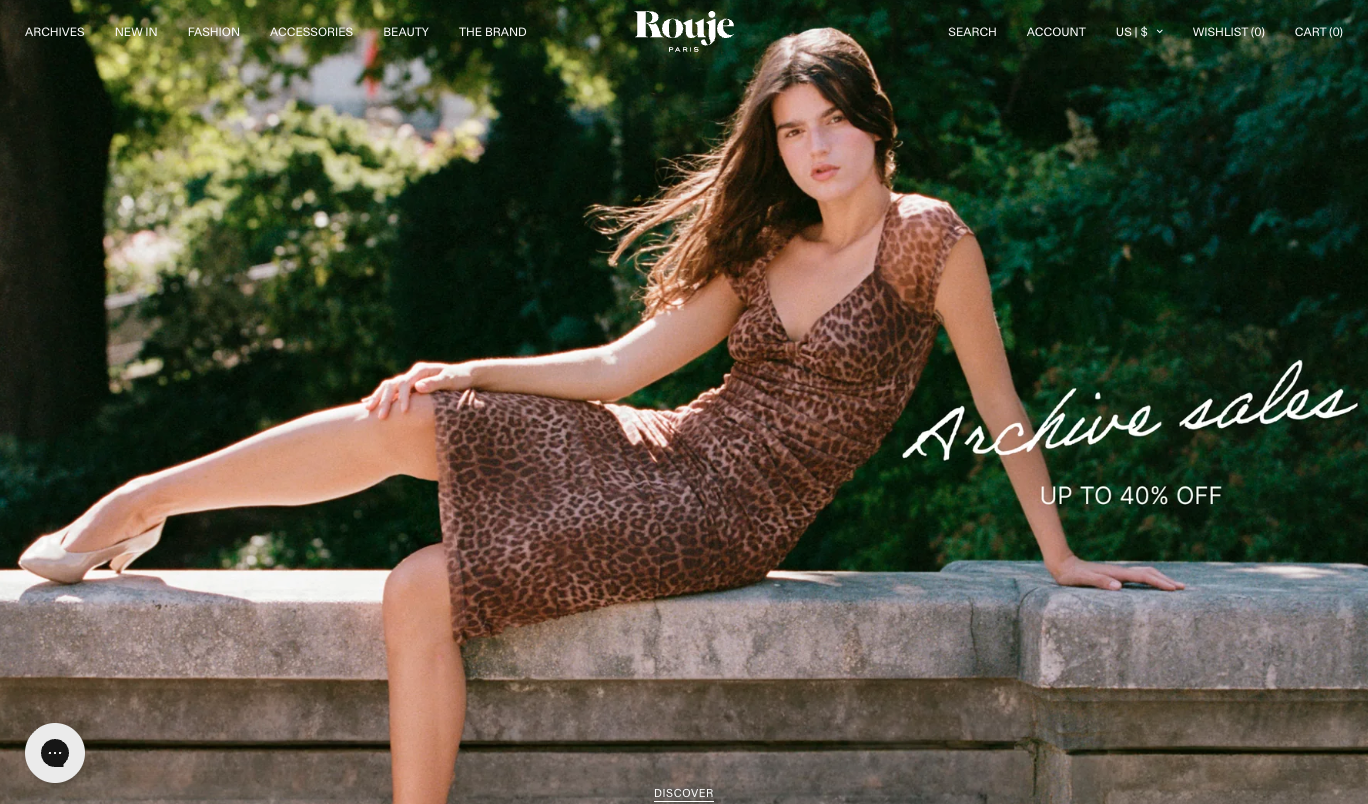 home page screenshot of www.rouje.com