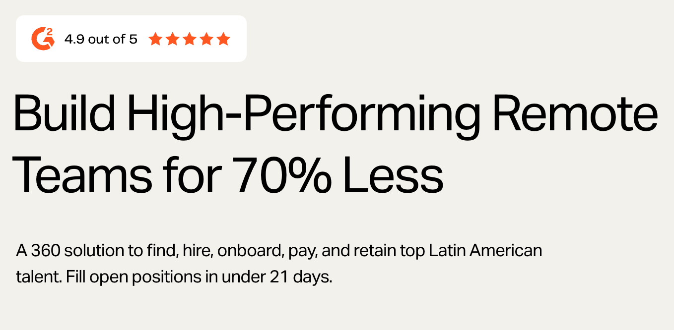 Image that says - Build High-performing remote teams for 70% Less