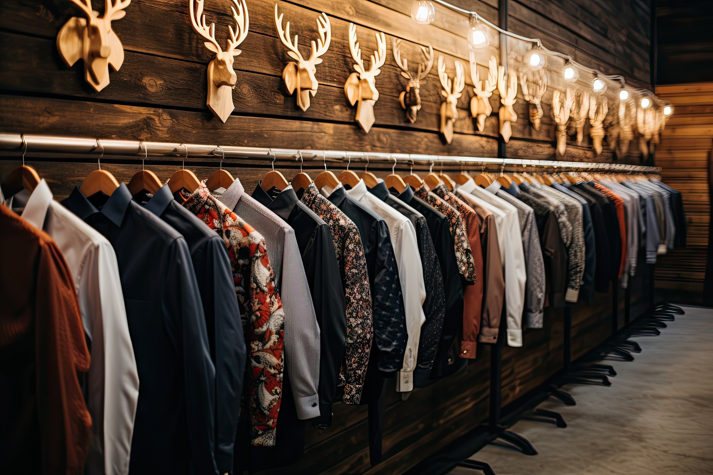 Men's dress shirts on hangers