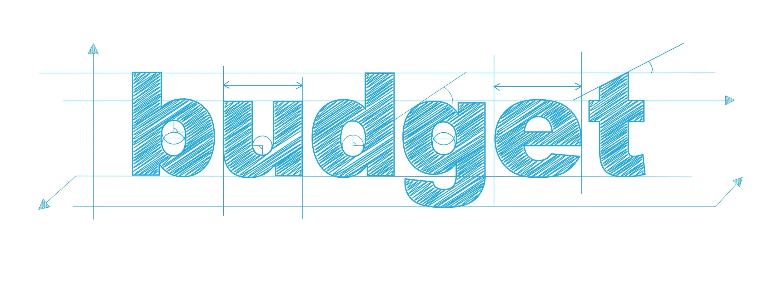 the word BUDGET written in a sketch style