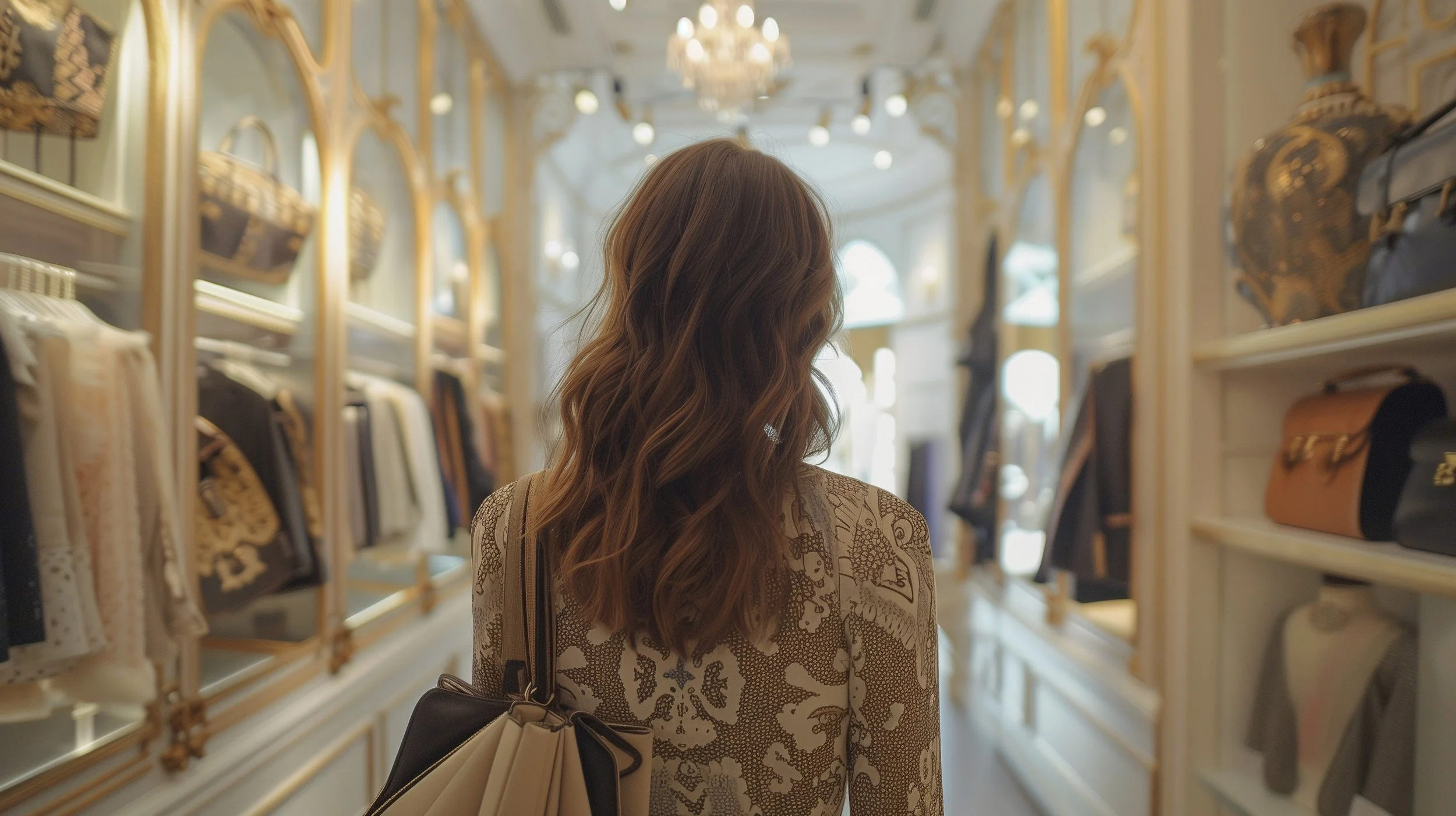 Woman walking through a store