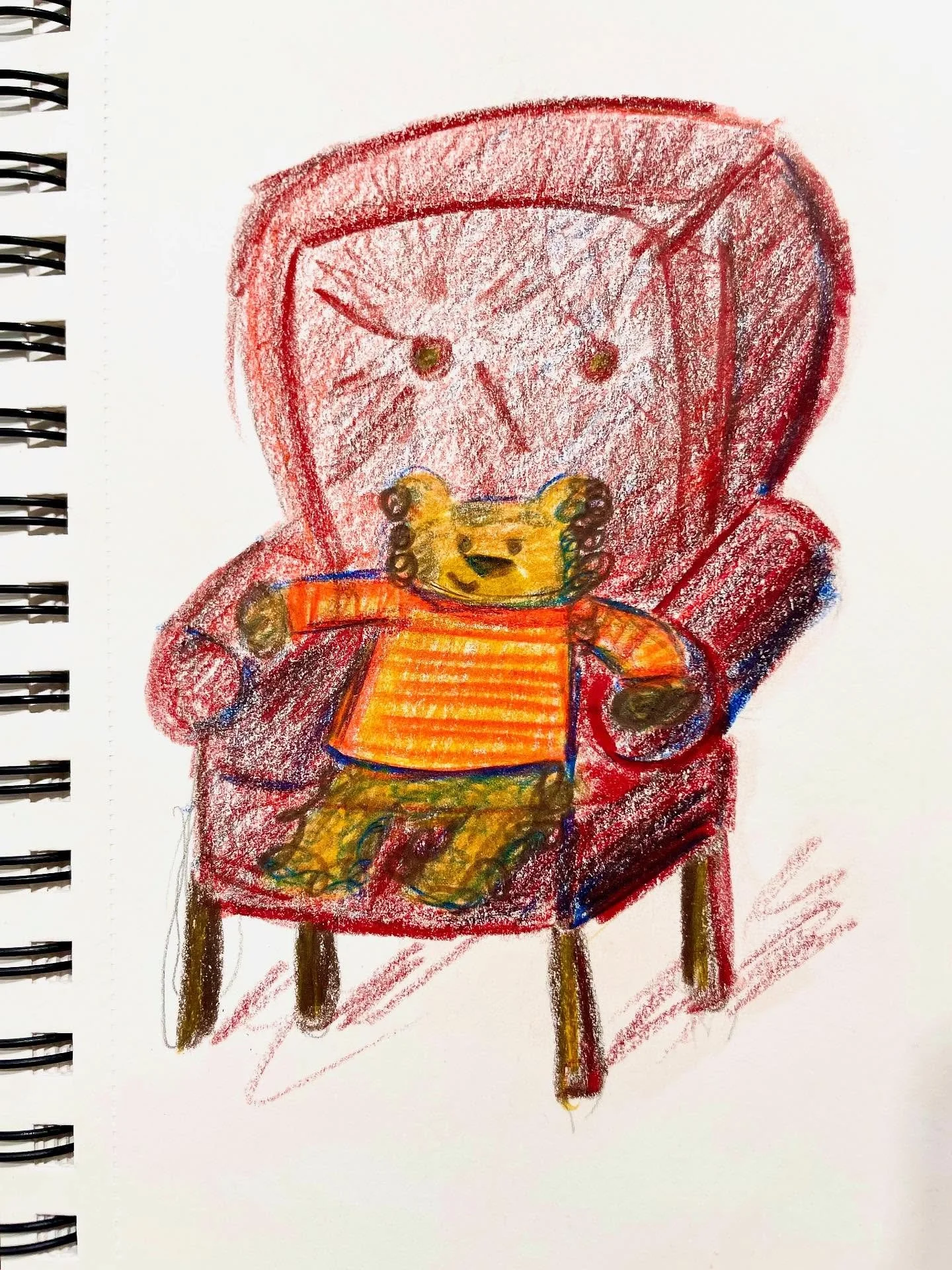 Tonight this little guy is just getting the colored pencil treatment while I wait for our son&rsquo;s karate class (turns out it&rsquo;s hard to bring a full set of paints out and about).

But you know, it worked out. Colored pencils taught me someth