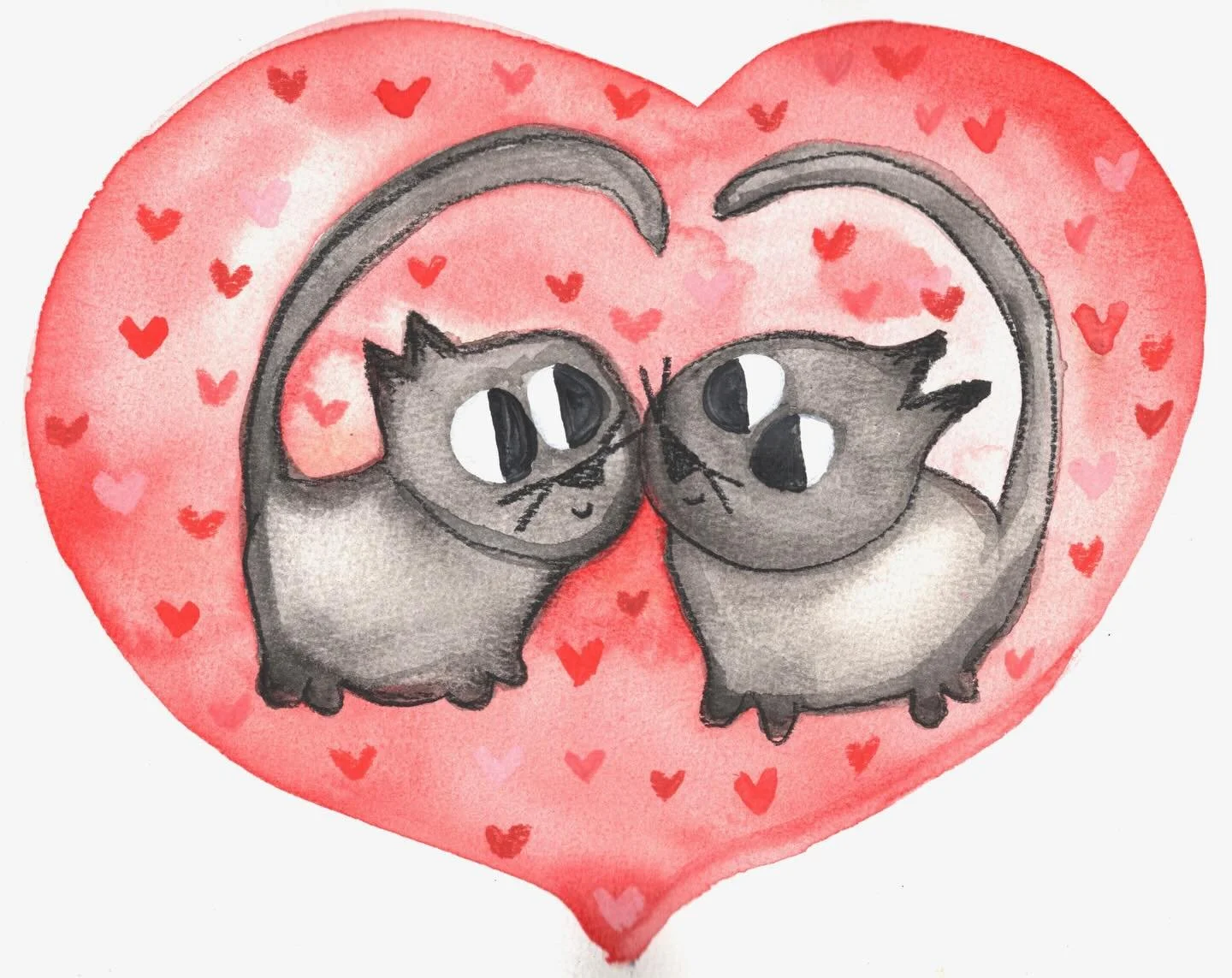 Happy Valentine&rsquo;s Day to all the purr-fect partners out there (like mine! 🥰)

#valentinesillustration #cutevalentines #watercolorvalentine #valentinesday #catart