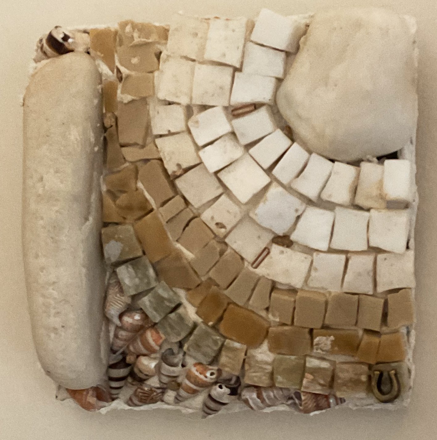 Cream ideas | stones, shells and smalti | 4”x4” |