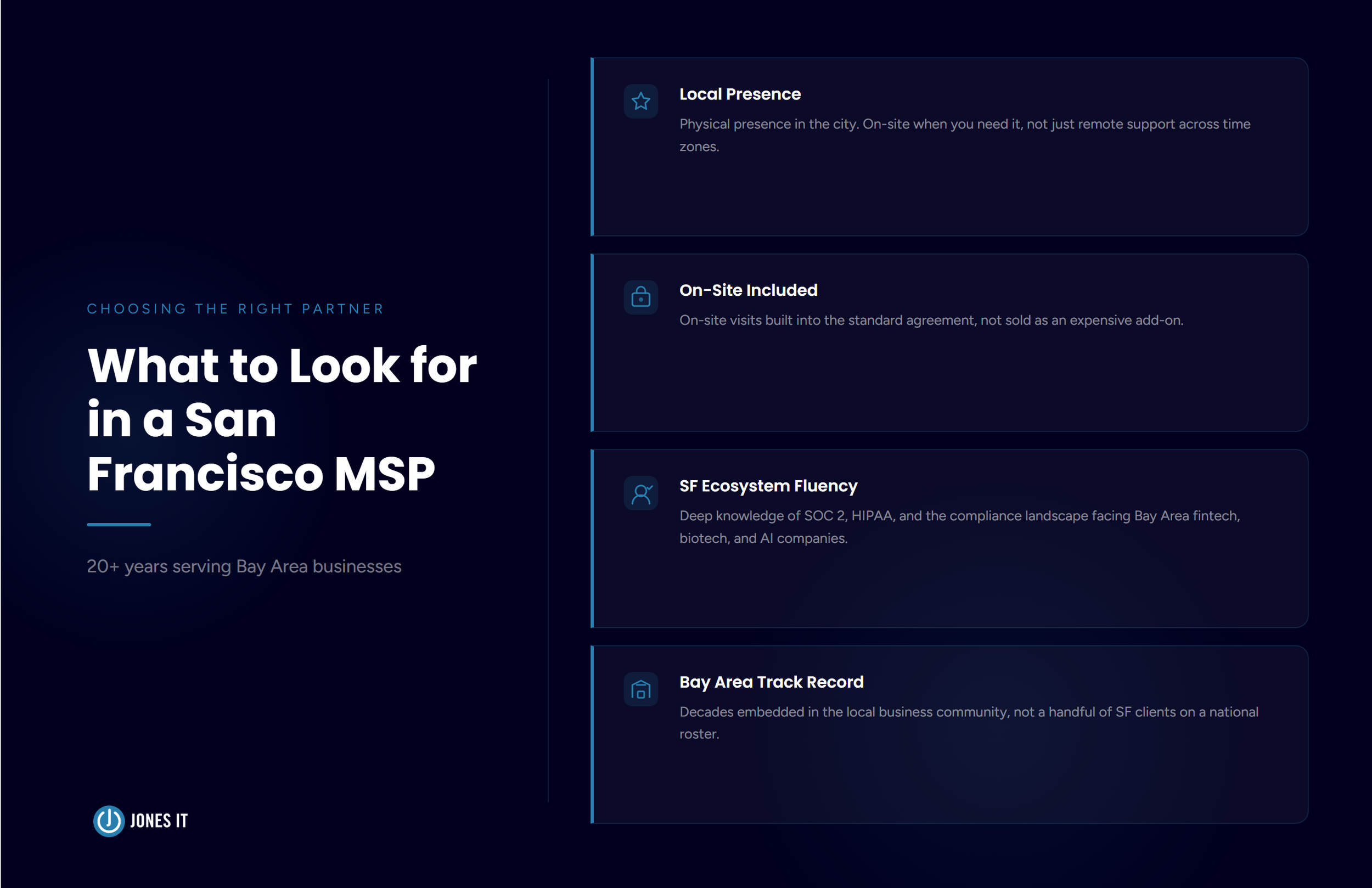 Criteria for choosing MSP