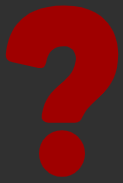A red question mark on a dark gray background.