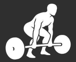 Silhouette of a person lifting a barbell with weights in a squat position.