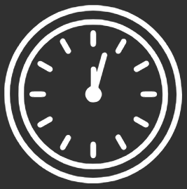 A round clock showing the time as 12:01