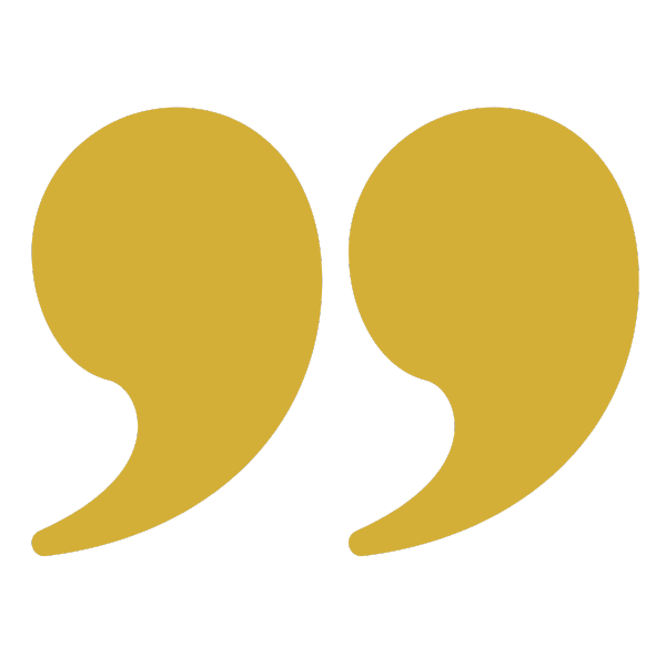 Two large golden quotation marks on a black background.