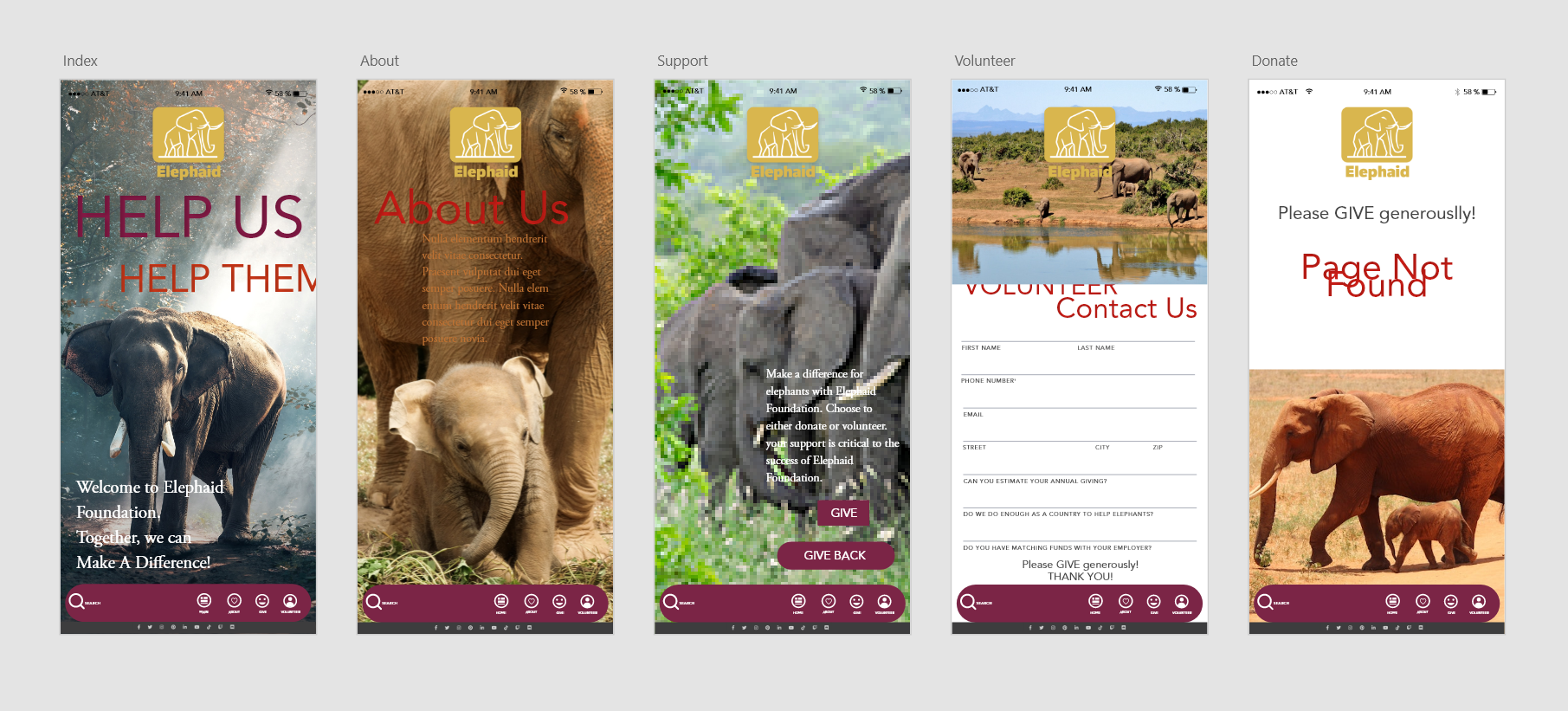 Elephaid App Before Redesign